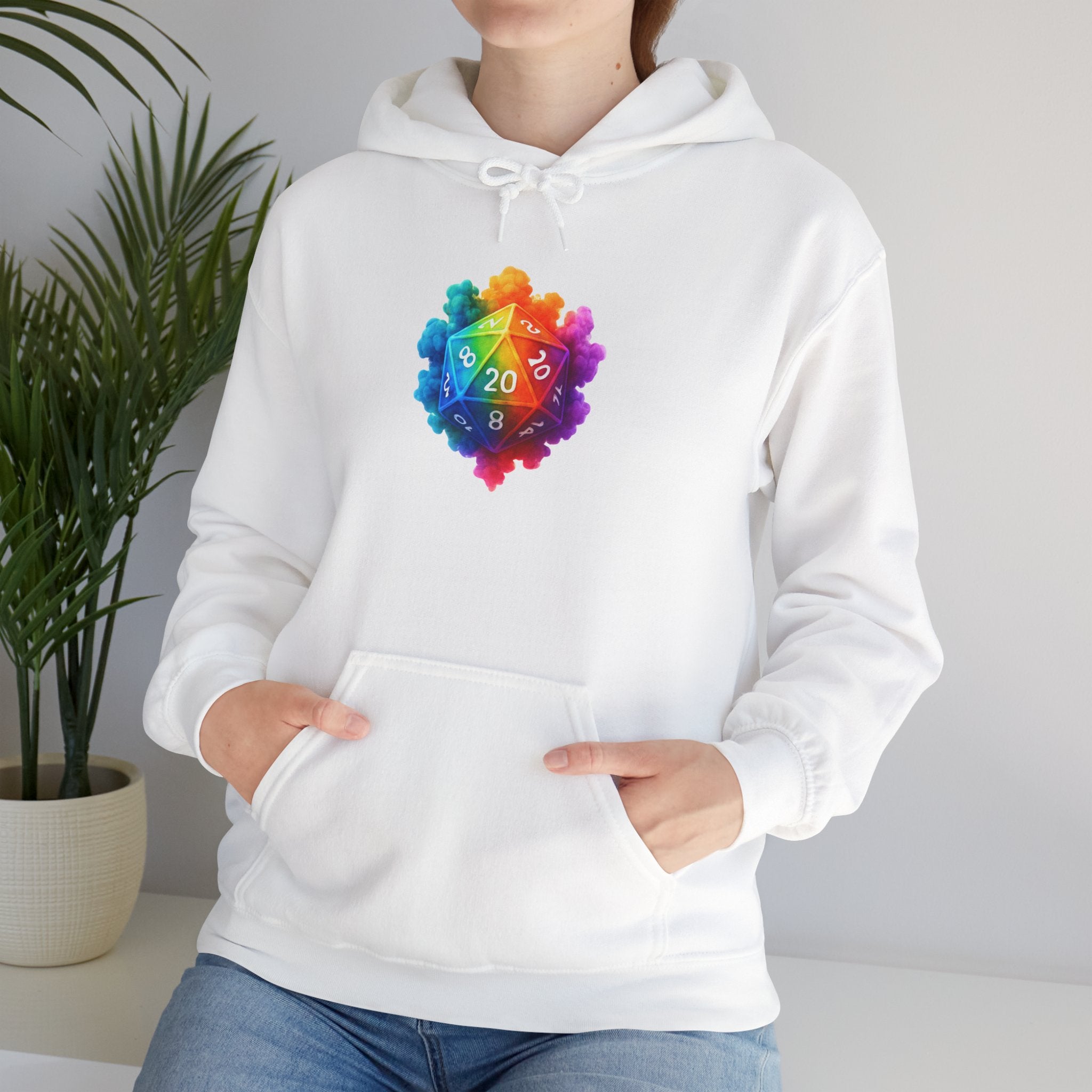 Rainbow D20 Gamer Hoodie — Colorful Critical Hit Dice Logo