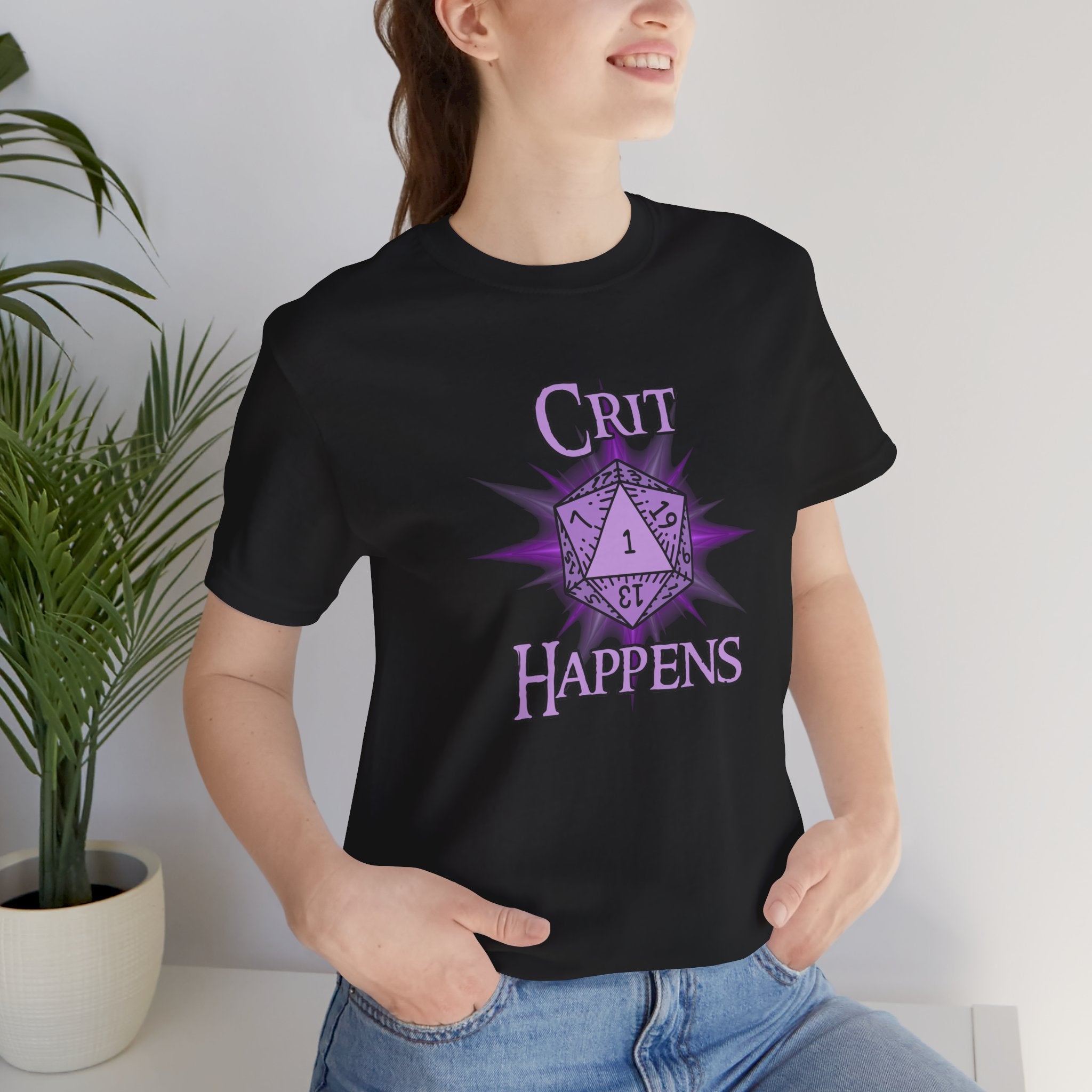Crit Happens T-Shirt – Funny D&D D20 1 Critical Fail Dice Tee