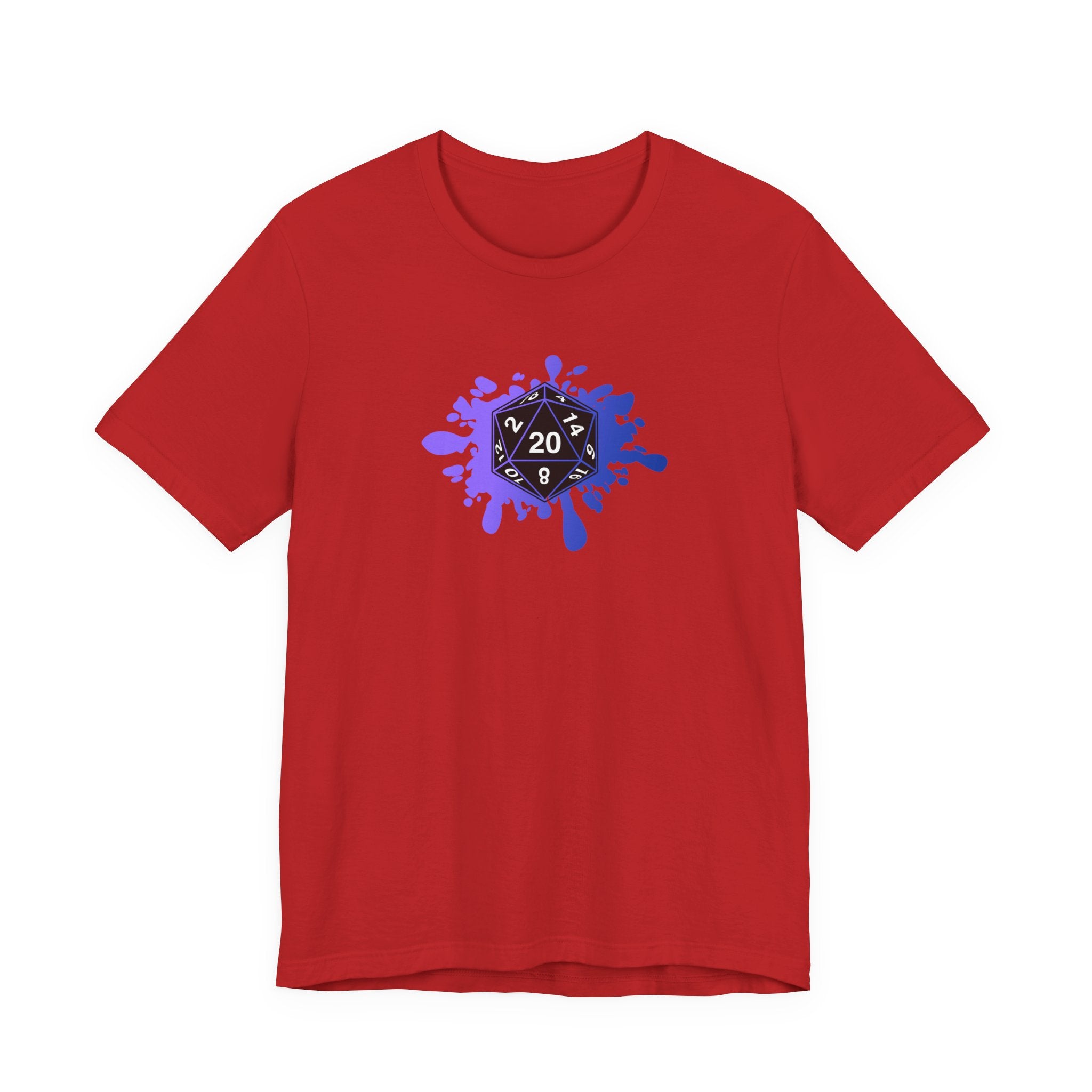 D20 Splash RPG Gamer T‑Shirt — Purple Dice Splash Tee