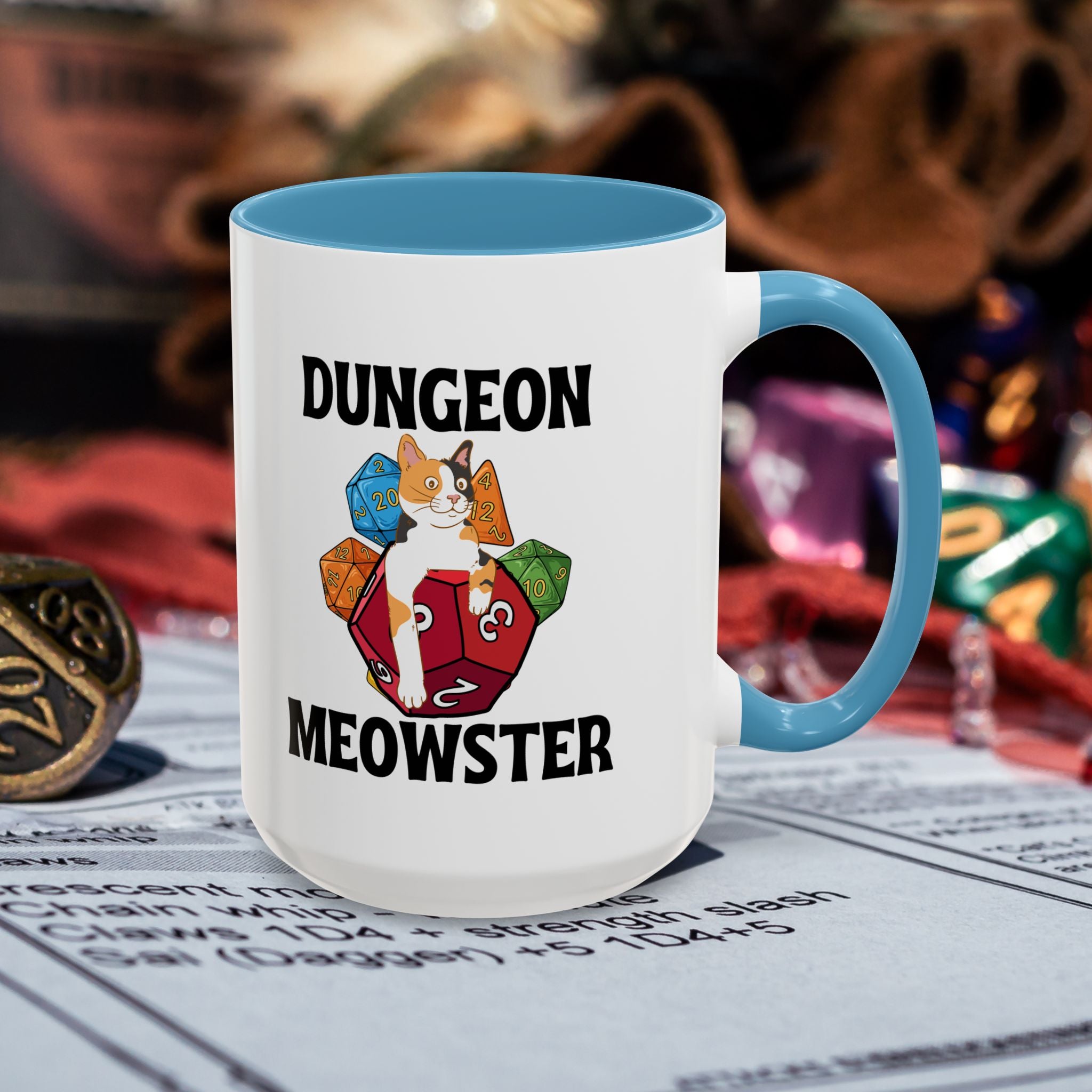 Dungeon Meowster Coffee Mug – Dungeons & Dragons Cat Gamer Gift (15oz Accent Mug)