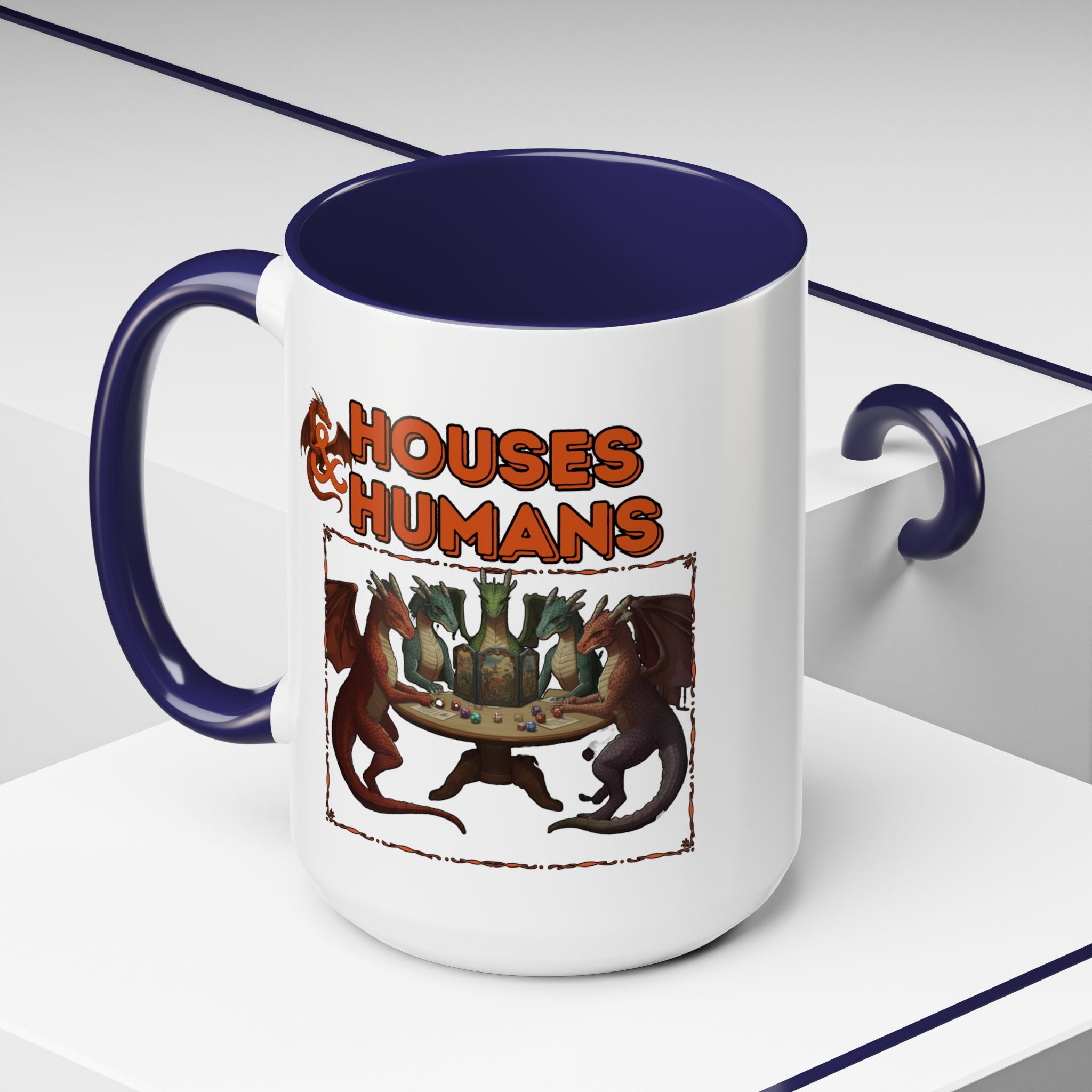 Houses & Humans Coffee Mug — Fantasy RPG D20 Gaming Accent Mug (15oz)