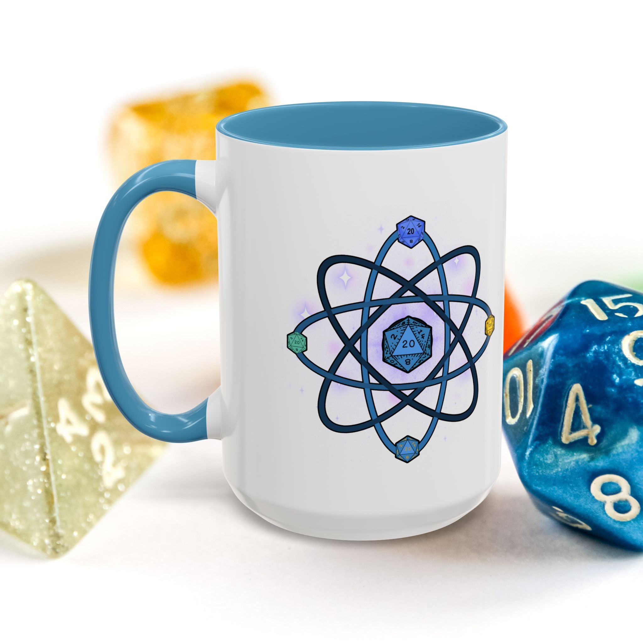 Coffee Mug — D20 Dice Atom Design (Geek RPG Gamer Gift)