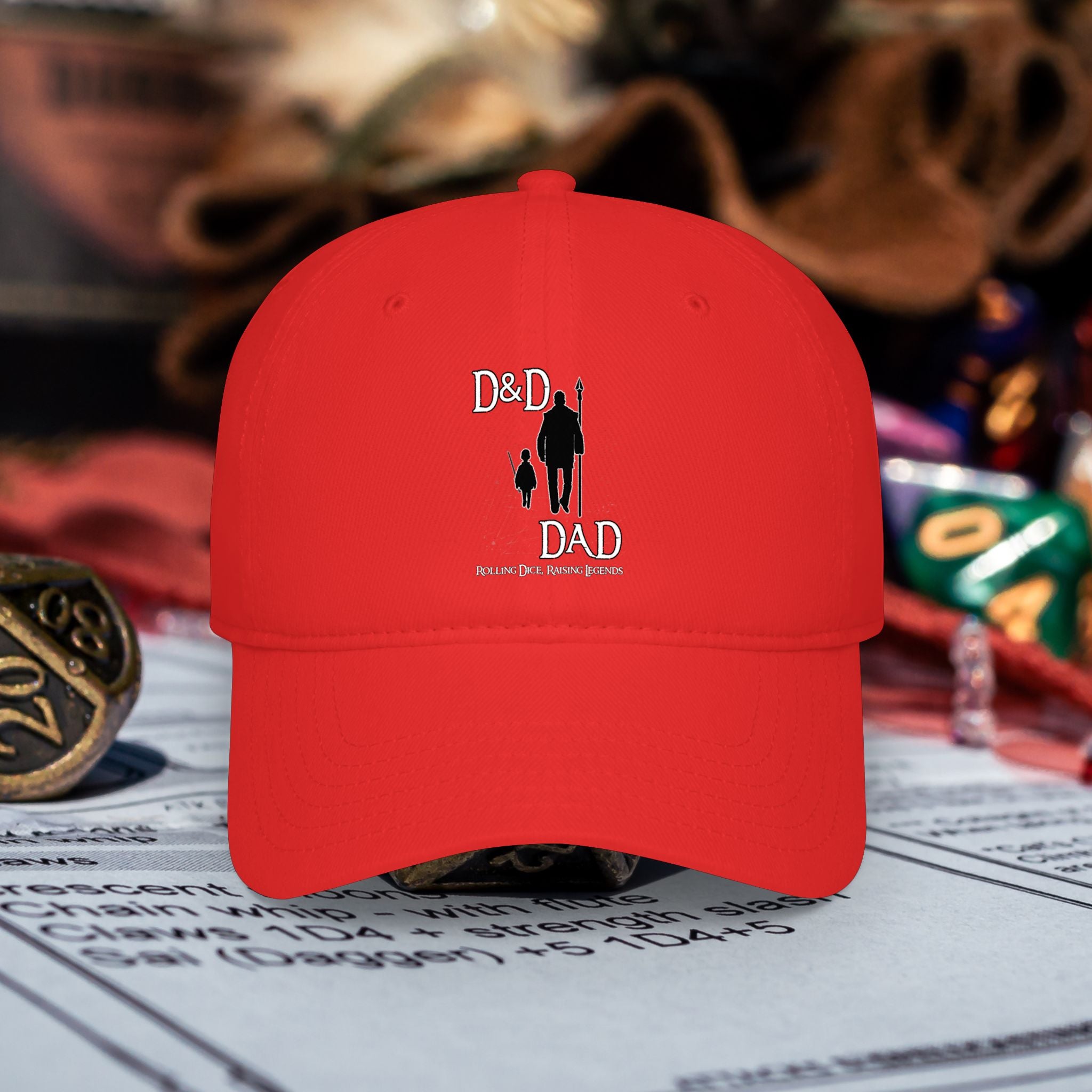 D&D Dad Low Profile Baseball Cap — Gamer Dad Hat for Tabletop Roleplaying