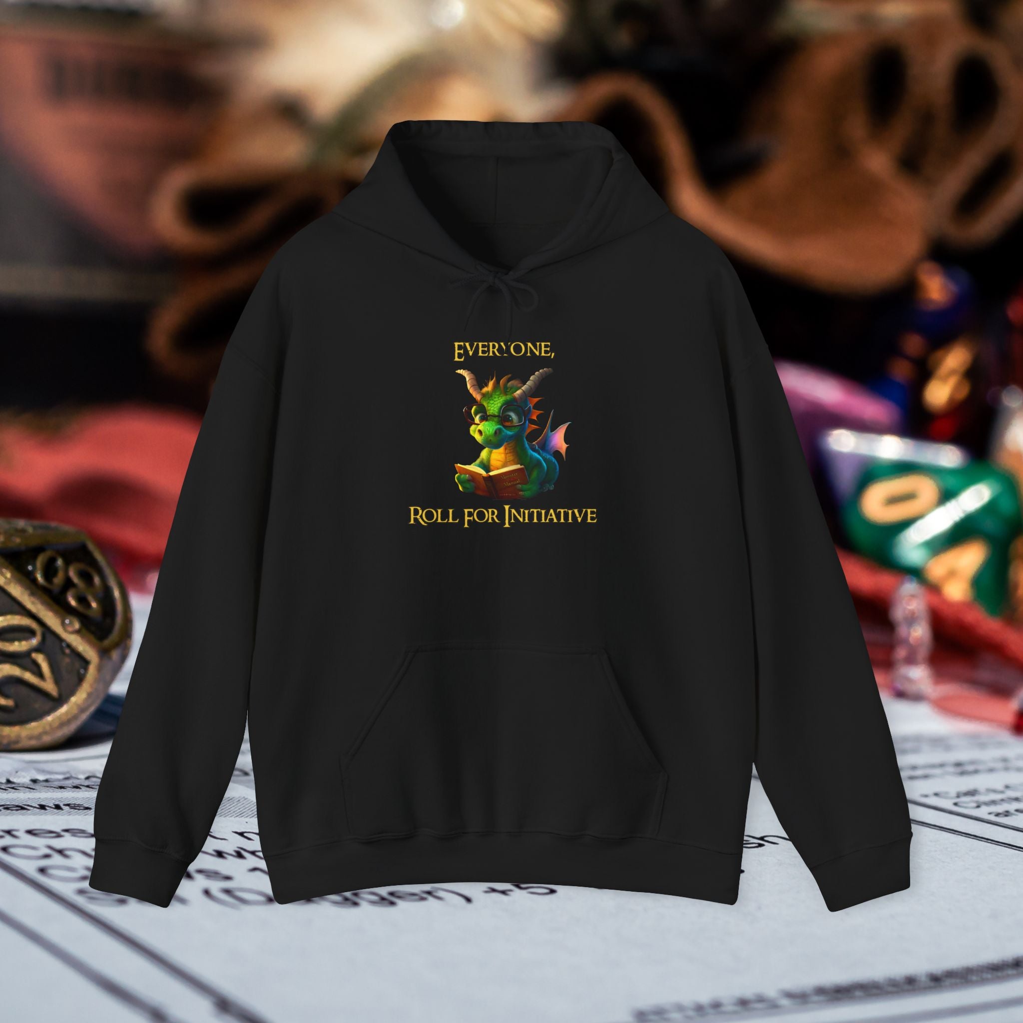 Hoodie — “Everyone Roll for Initiative” Fantasy RPG Dragon Hoodie