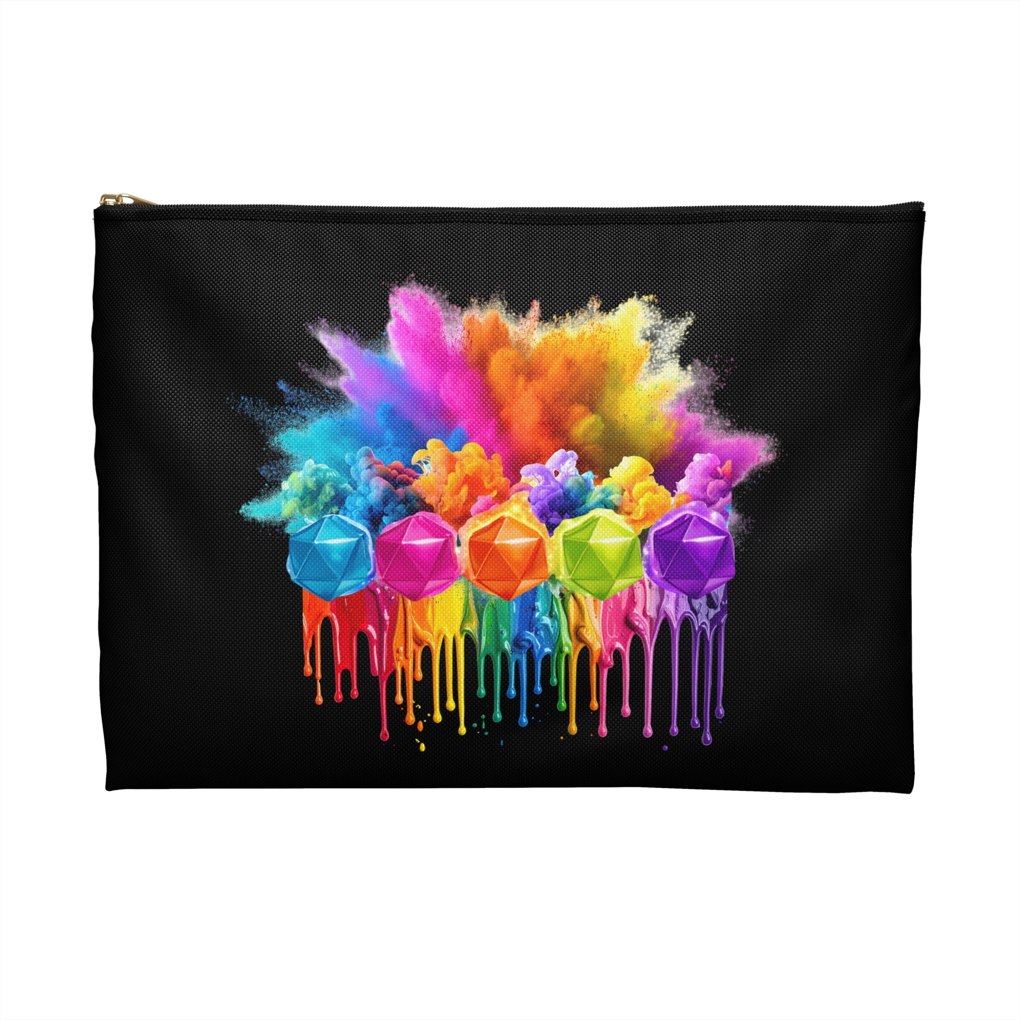 Dice/Accessory Pouch — Rainbow D20 Drip Dice/Mini's Bag