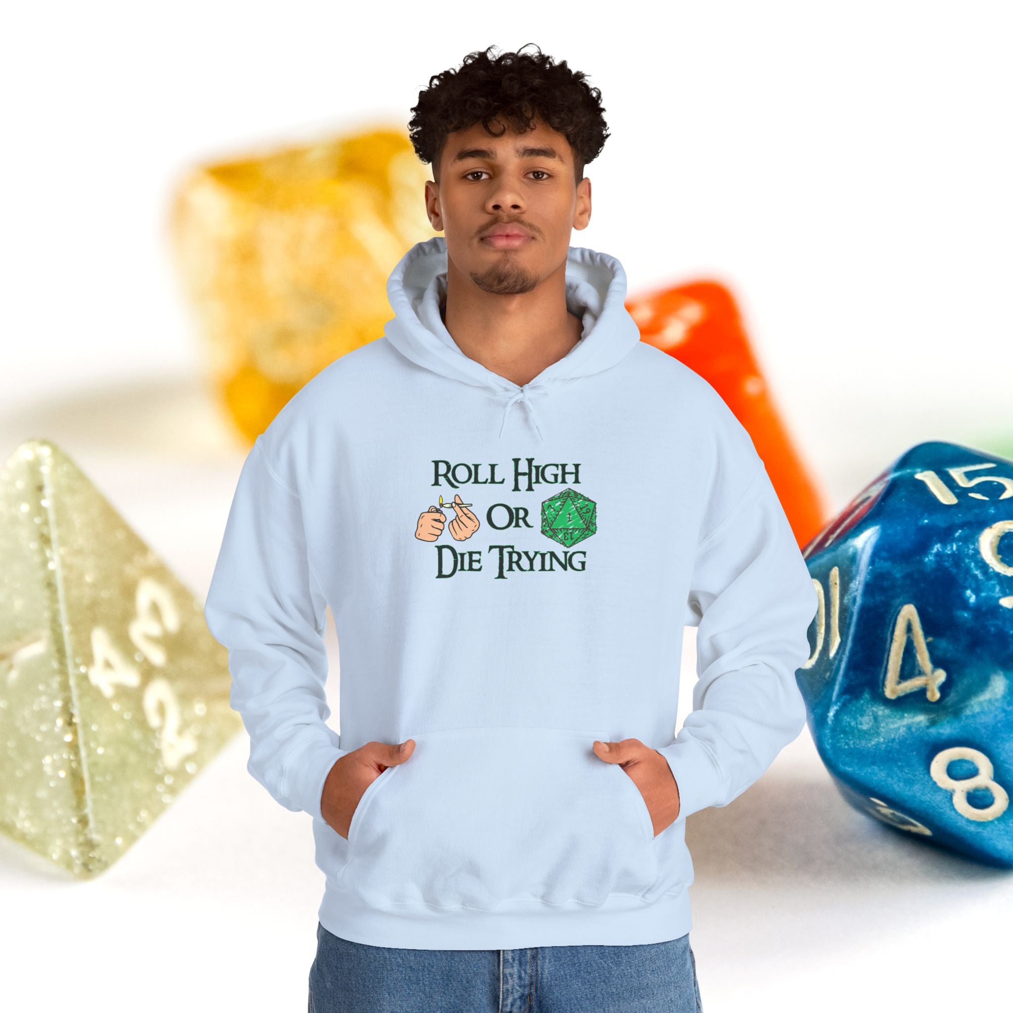 Roll High or Die Trying Hoodie – D20 Dice Gaming Sweatshirt