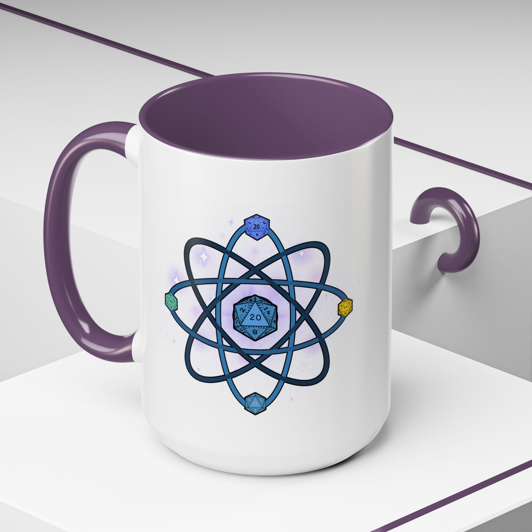 Coffee Mug — D20 Dice Atom Design (Geek RPG Gamer Gift)
