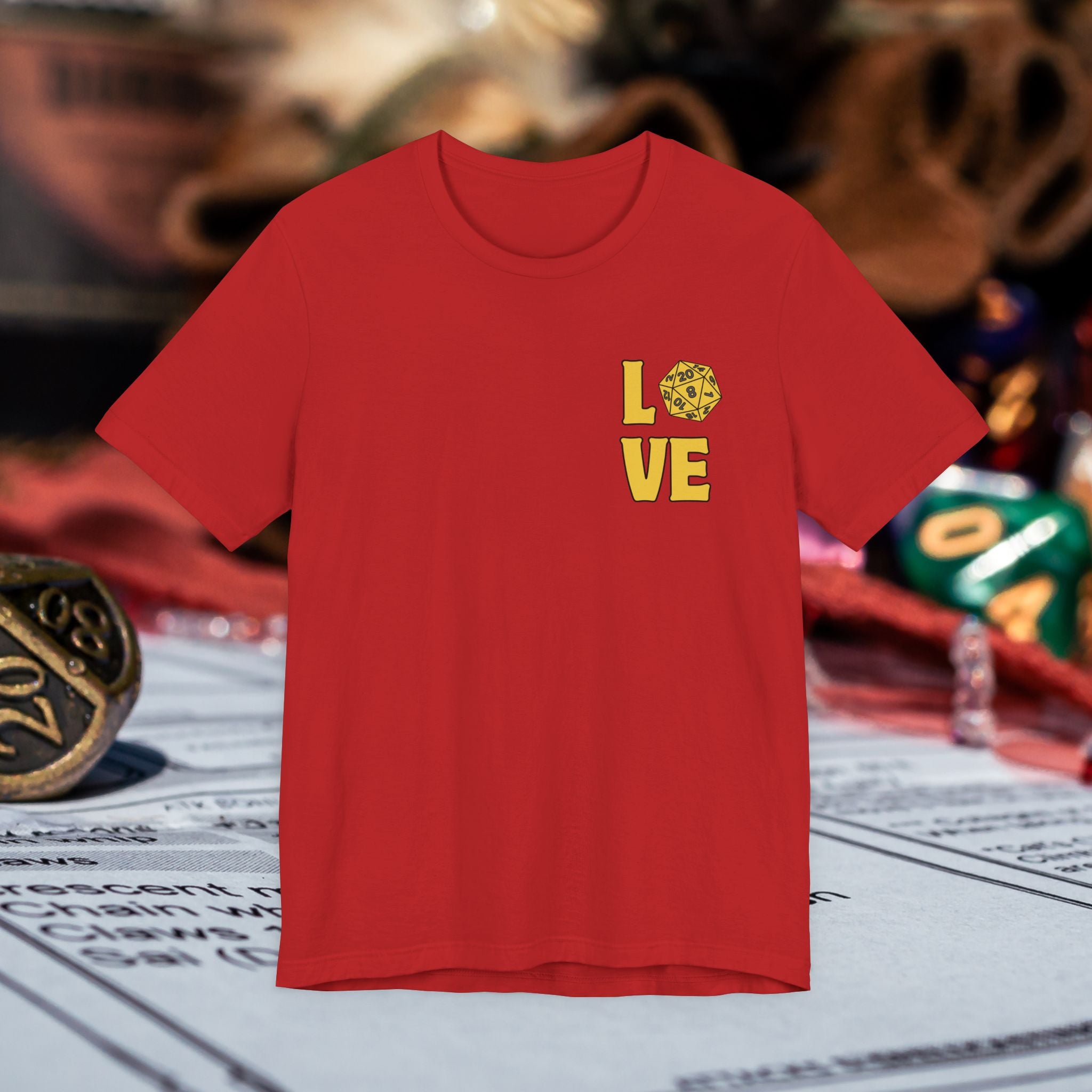 Love D20 T-Shirt — RPG Gamer Dice Love Tee
