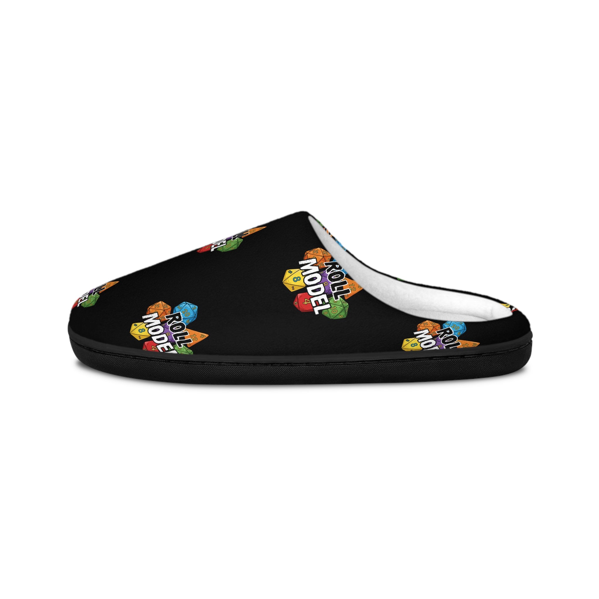 Black Roll Model Indoor Slippers — Colorful 'Roll Model' Cozy Slippers for Men