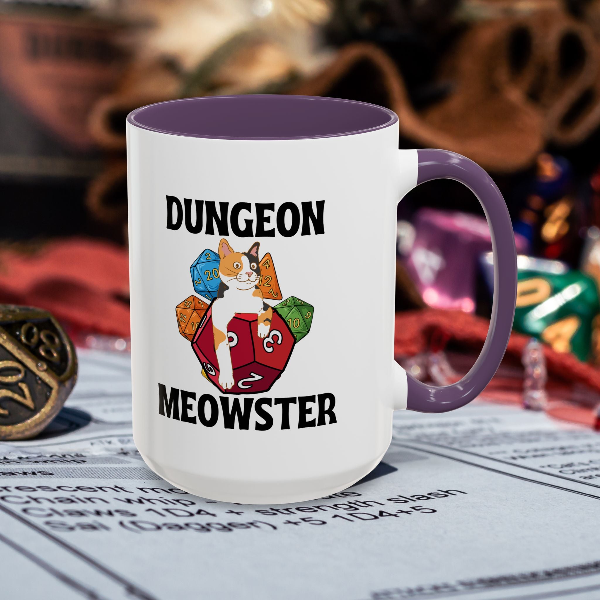 Dungeon Meowster Coffee Mug – Dungeons & Dragons Cat Gamer Gift (15oz Accent Mug)