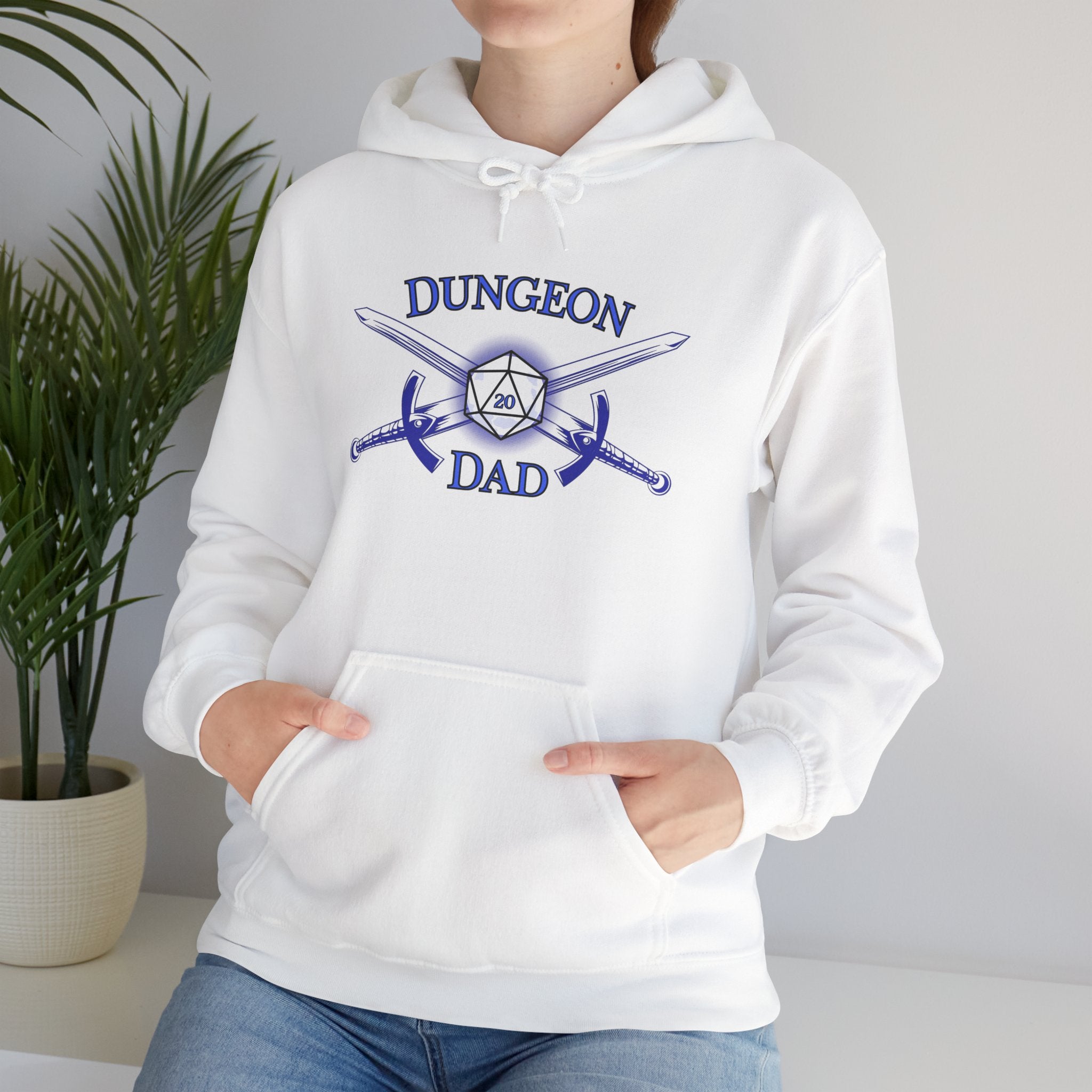 Dungeon Dad Hoodie – RPG Dad Hoodie with Dice & Swords Design