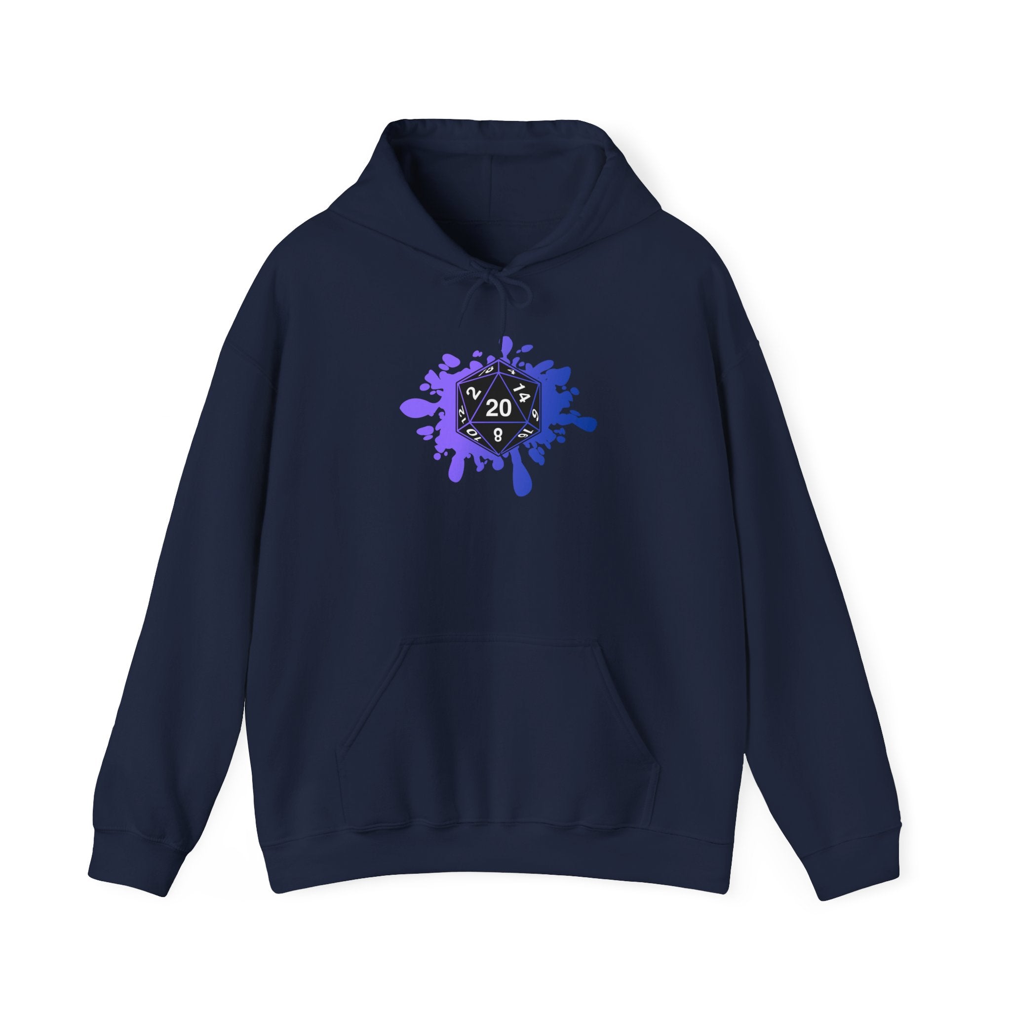 Hoodie — D20 Dice Splash Gaming Pullover (Tabletop RPG Gift)