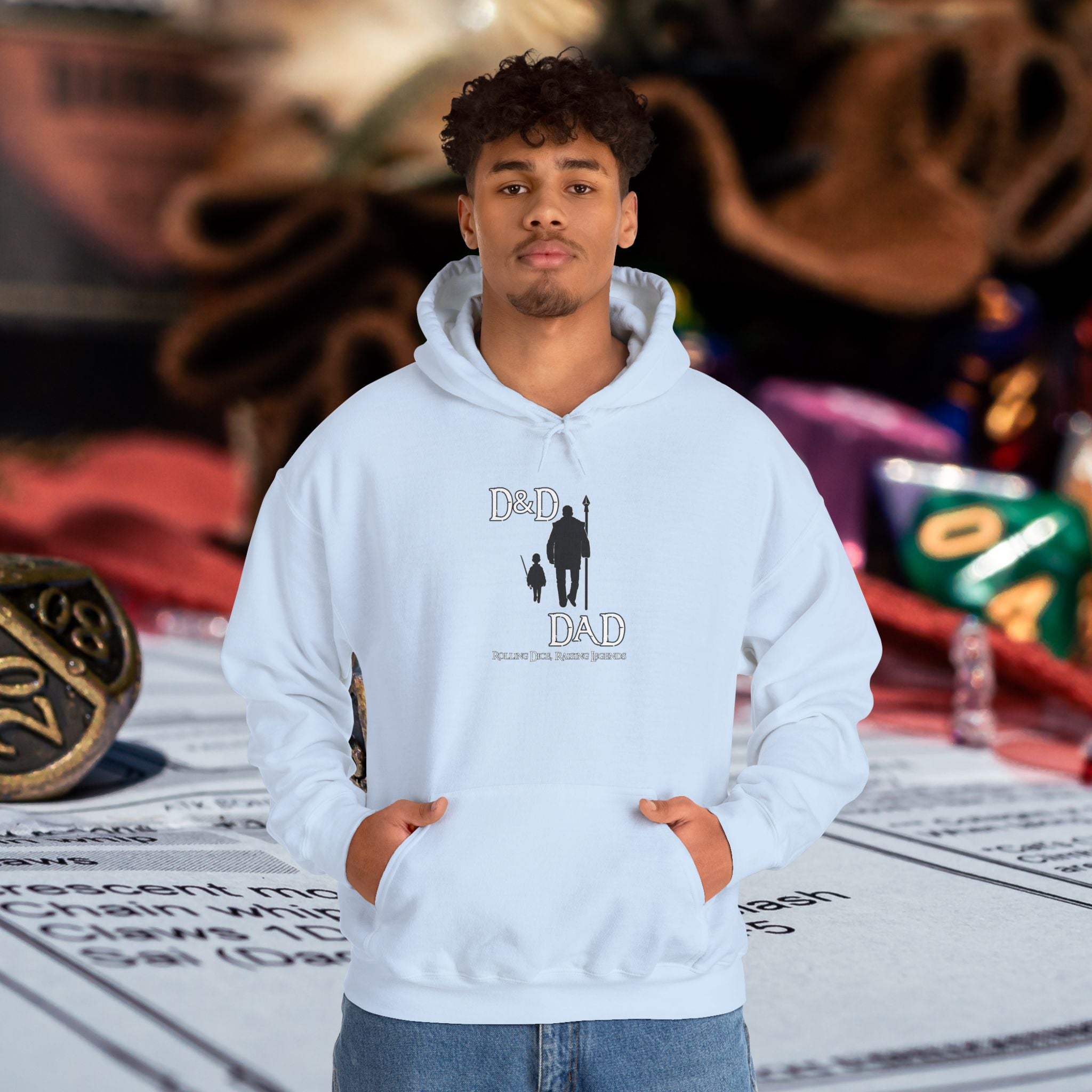 D&D Dad Hoodie — Father & Child Gaming Silhouette Pullover