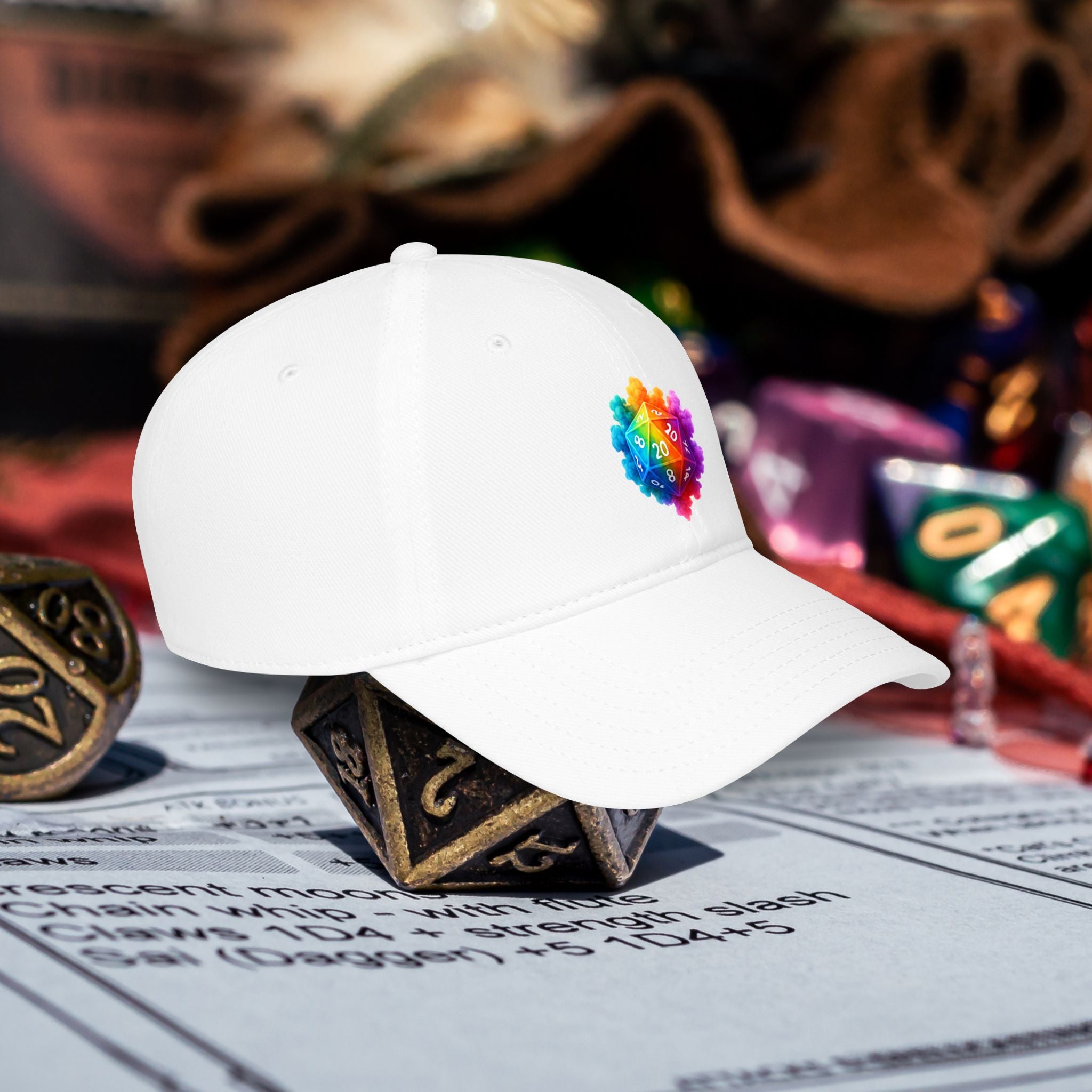 D20 Rainbow D20Cap — Low Profile Baseball Hat for Tabletop Gamers