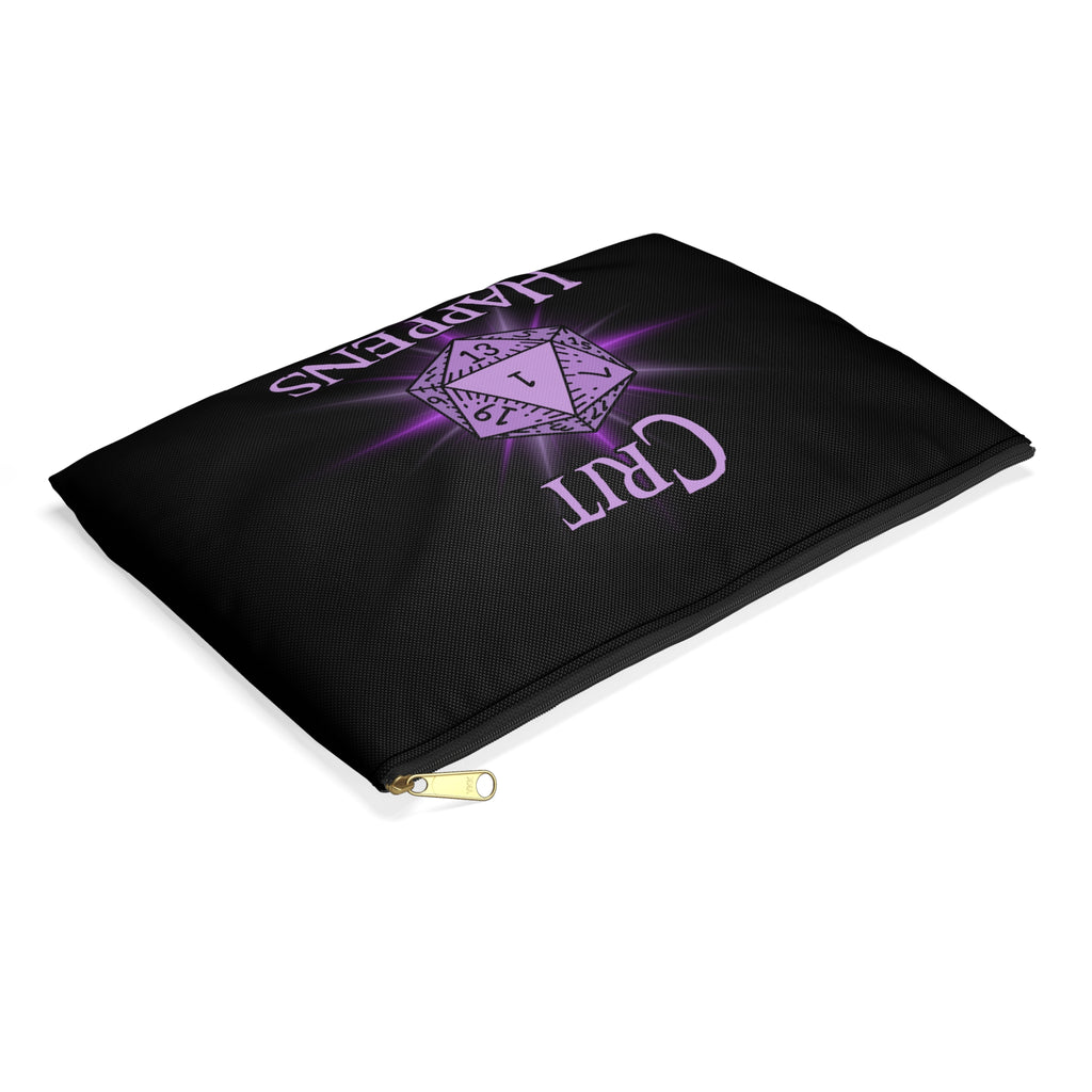 Crit Happens Dice/ Mini's  Bag — RPG Accessory Pouch (Purple D20 Design)