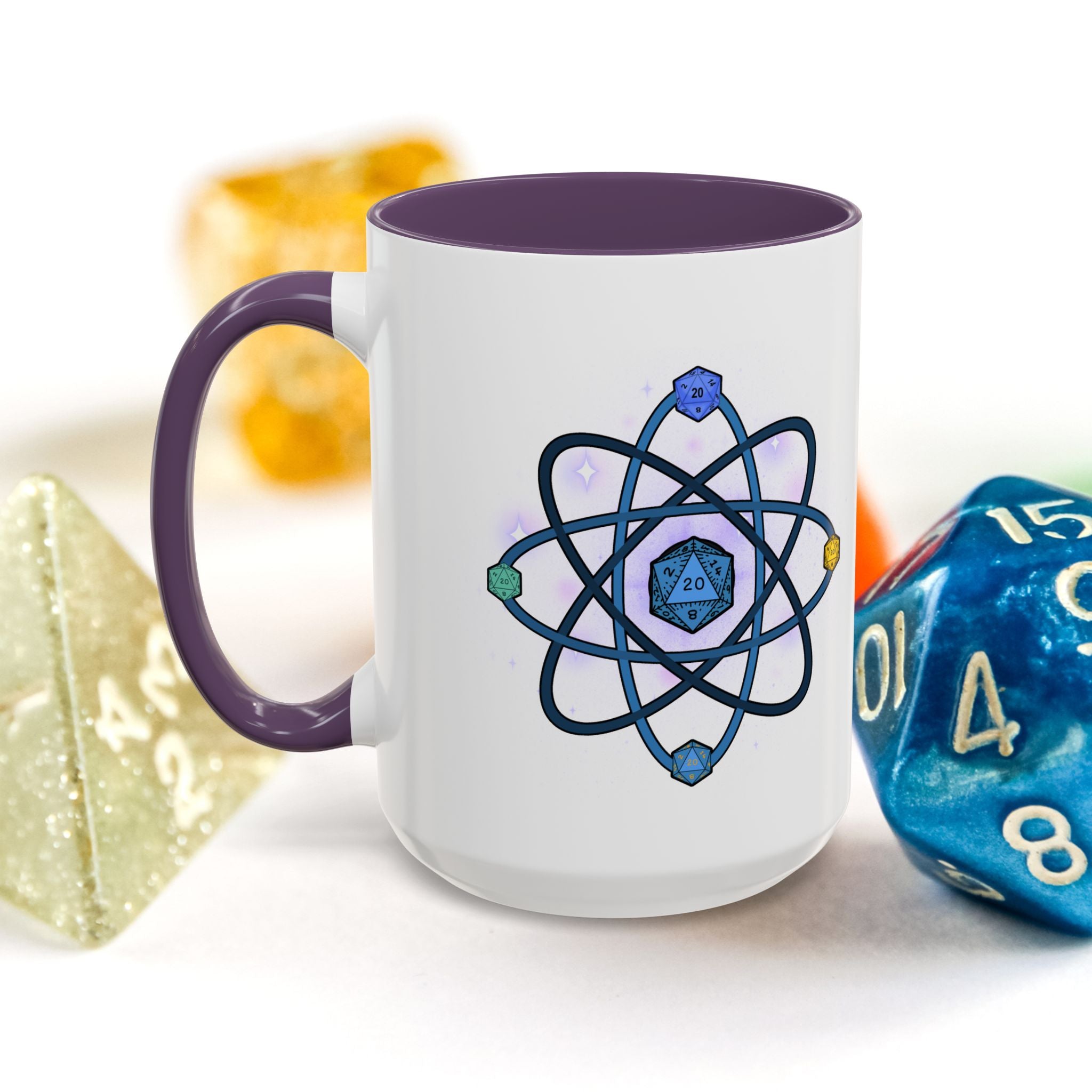 Coffee Mug — D20 Dice Atom Design (Geek RPG Gamer Gift)