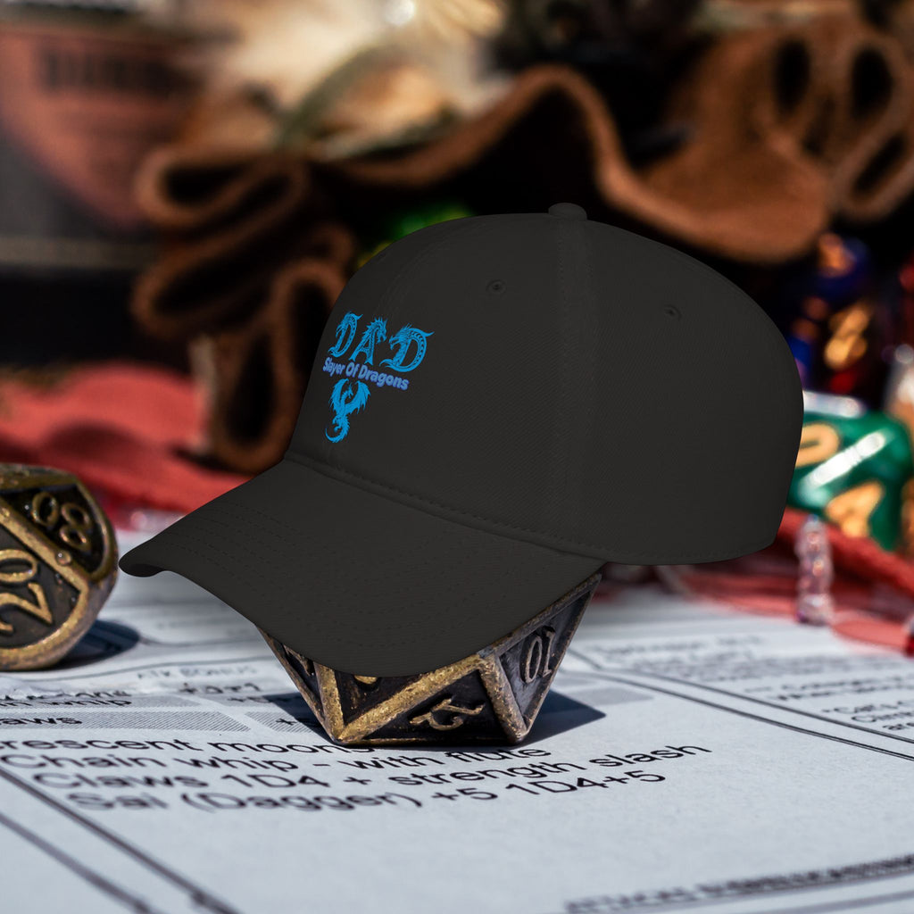 Dad Slayer Of Dragons Low Profile Baseball Cap - D&D Dad Gift