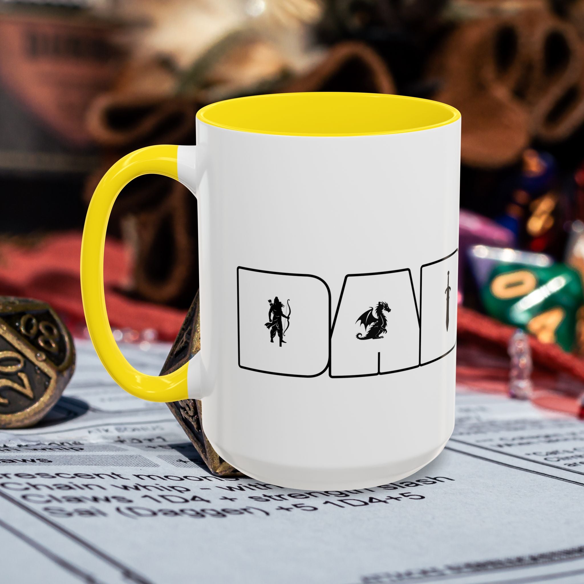 RPG Dad Icon Accent Coffee Mug — Dad Tabletop Gaming 15oz
