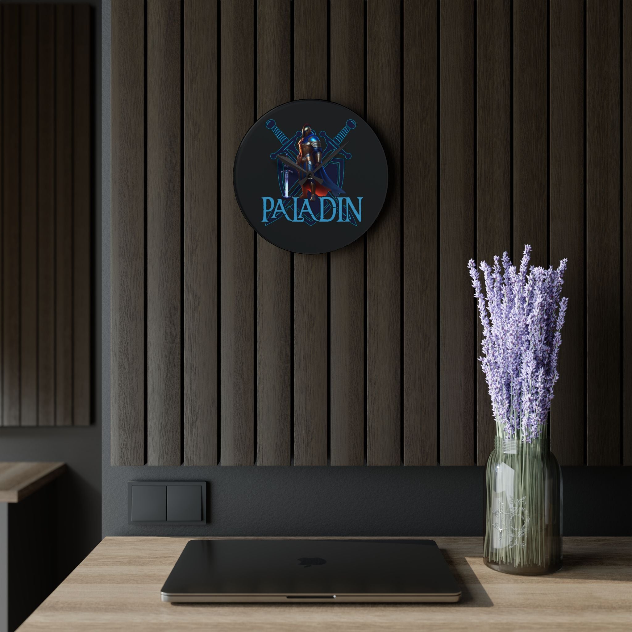 Paladin Wall Clock — Fantasy RPG Acrylic Clock for Gamers & D&D Fans