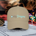 Only Dragons Low Profile Baseball Cap — D&D Dice Logo Hat for Tabletop Gamers