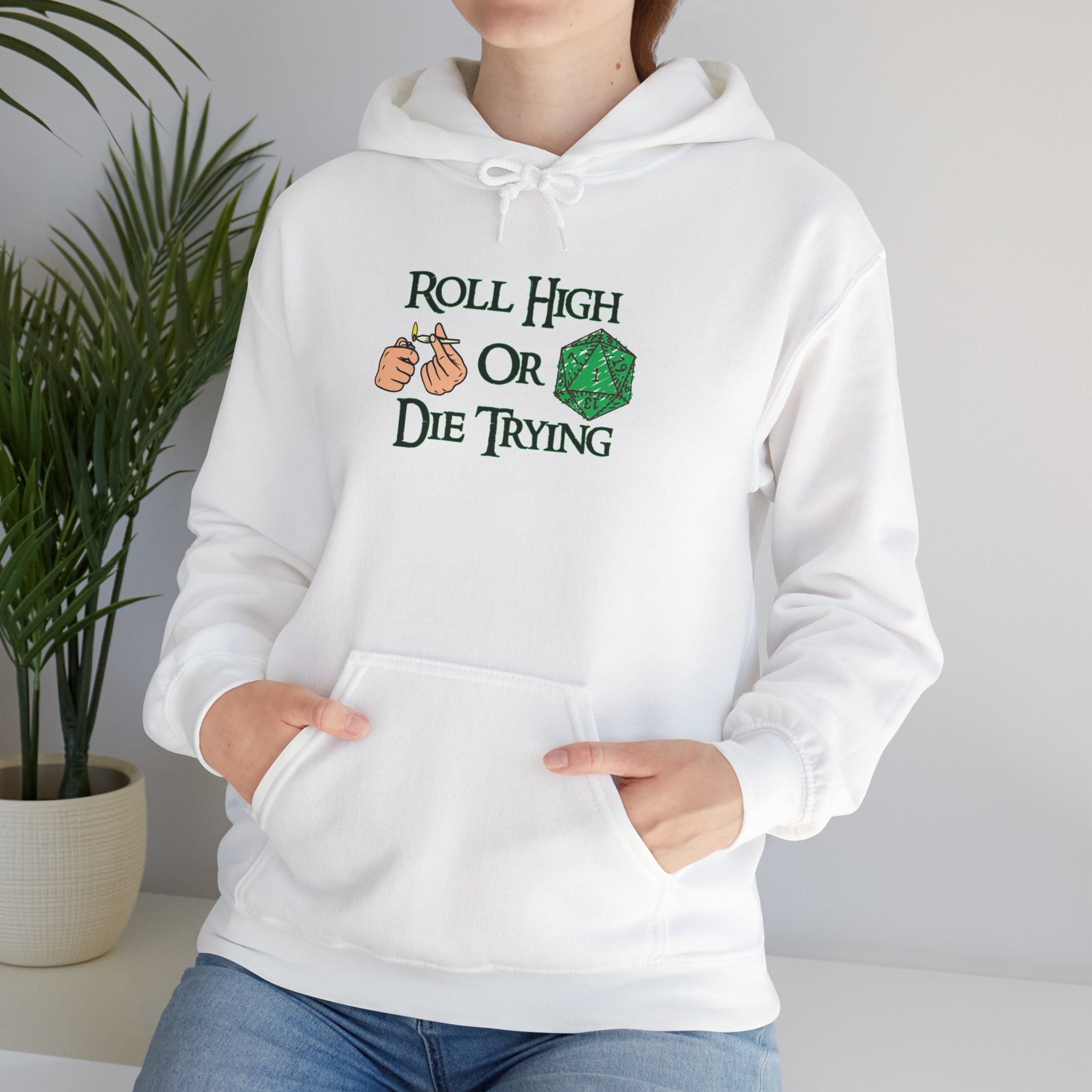 Roll High or Die Trying Hoodie – D20 Dice Gaming Sweatshirt