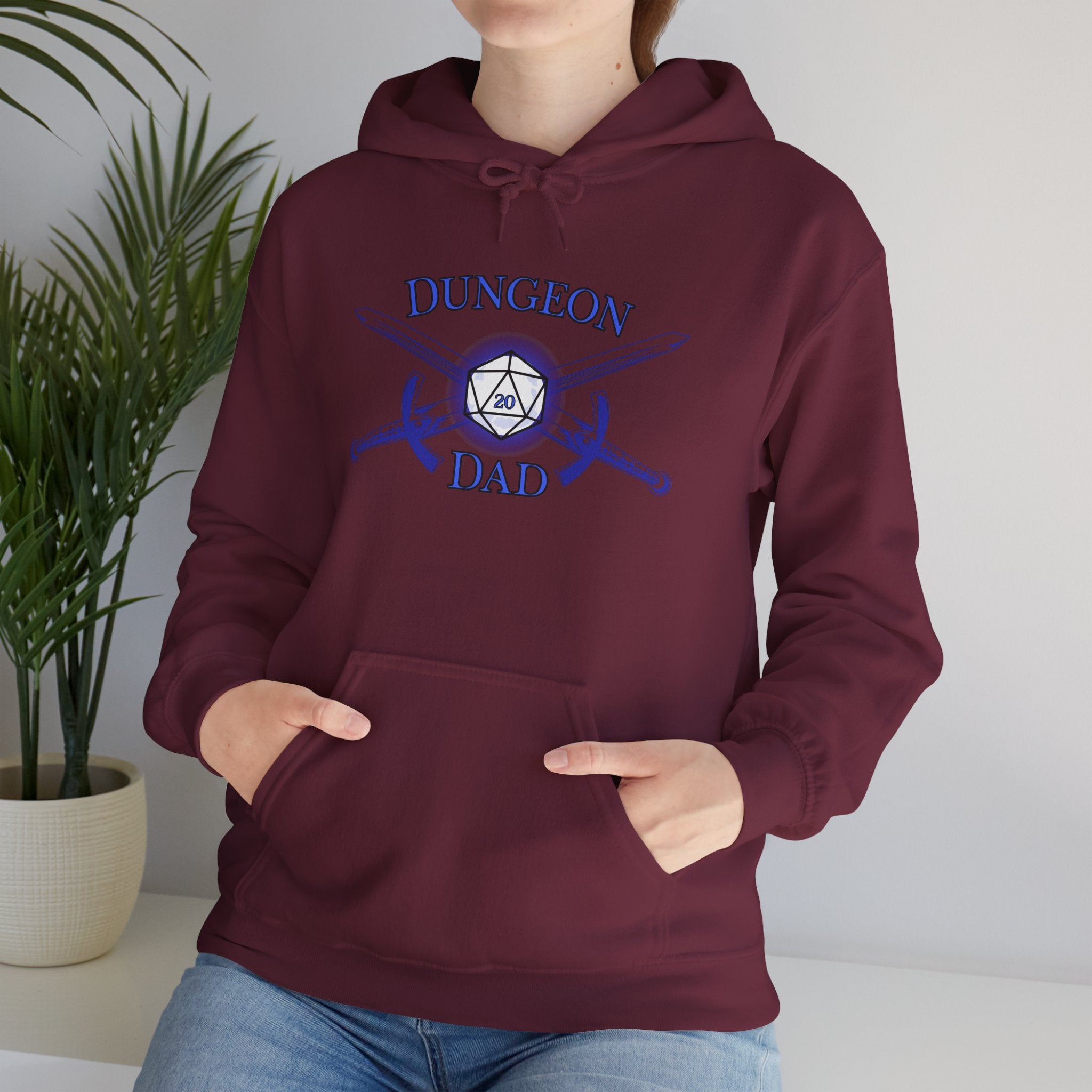 Dungeon Dad Hoodie – RPG Dad Hoodie with Dice & Swords Design