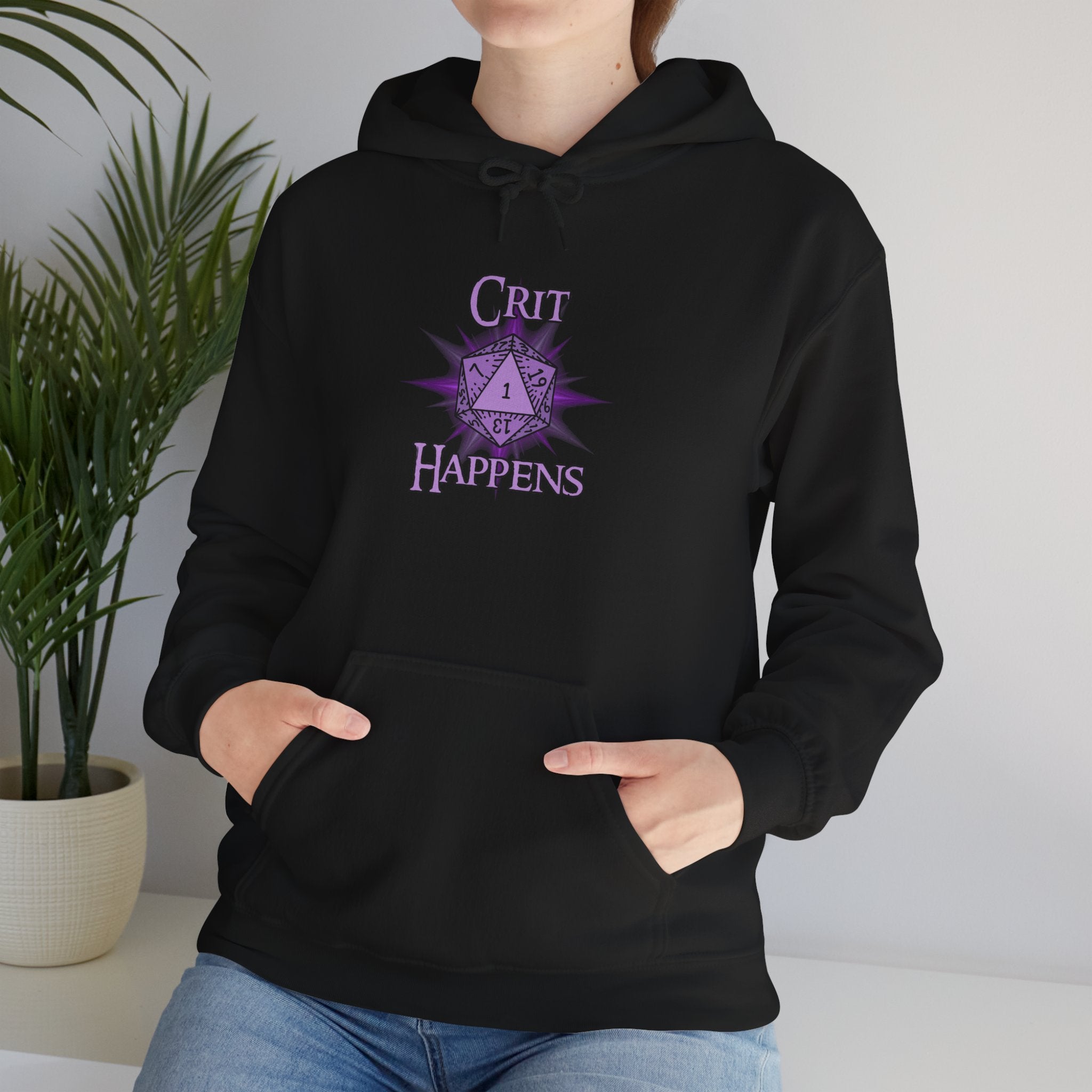 Crit Happens Hoodie — Funny D20 Dice RPG Gaming Sweatshirt