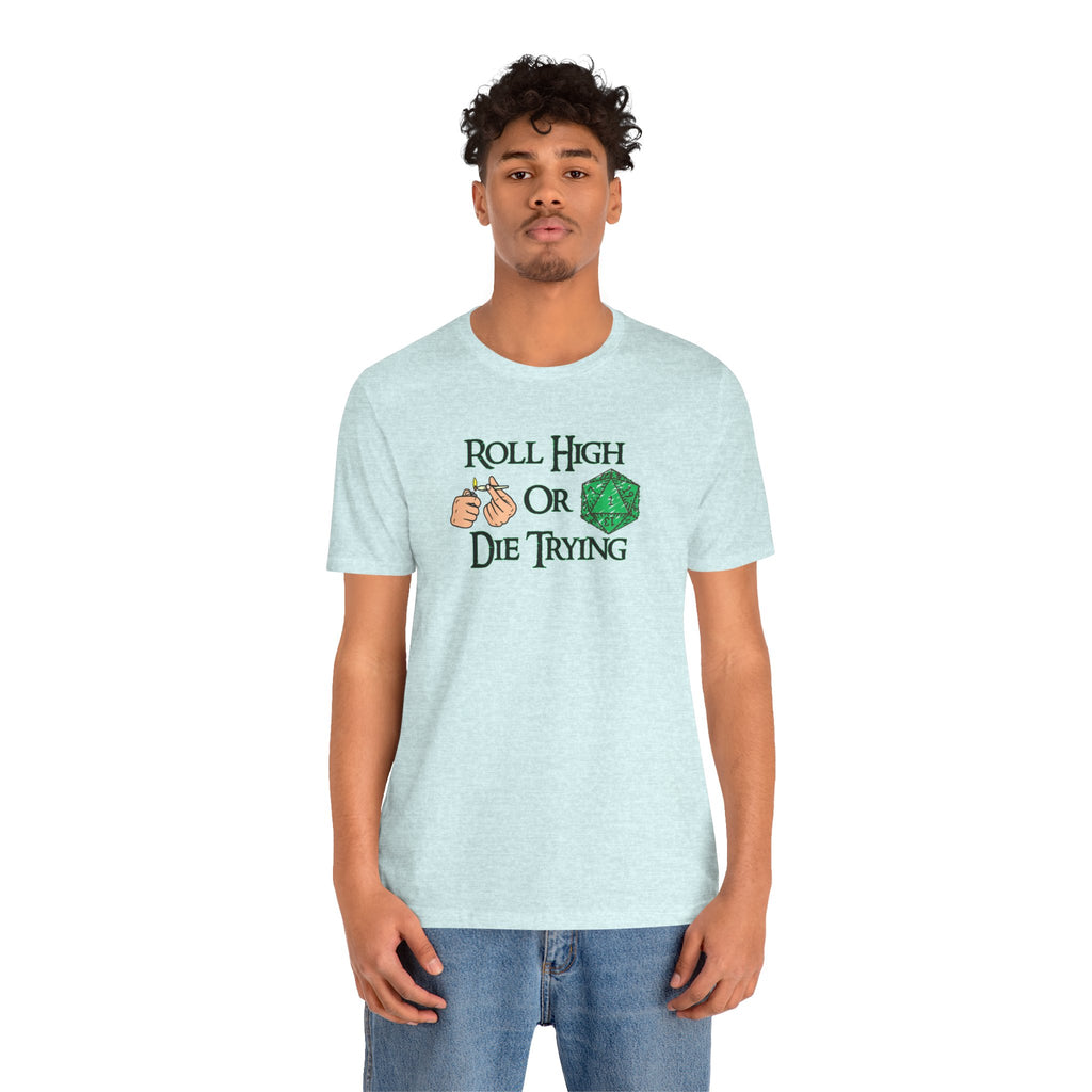 Roll High or Die Trying D20 T-Shirt — RPG Gamer Dice Tee