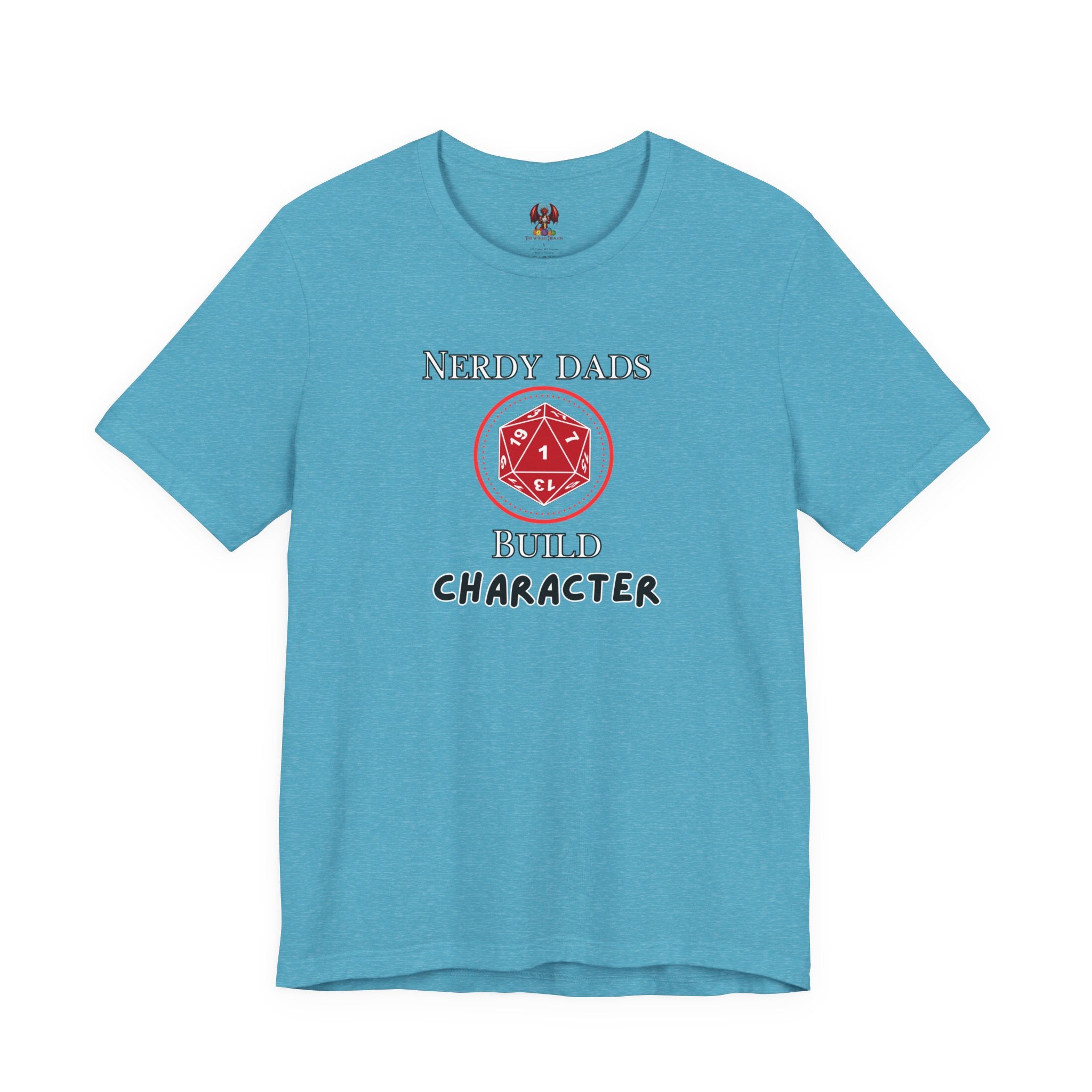 Nerdy Dads Build Character T-Shirt – D20 Dice Gamer Dad Tee