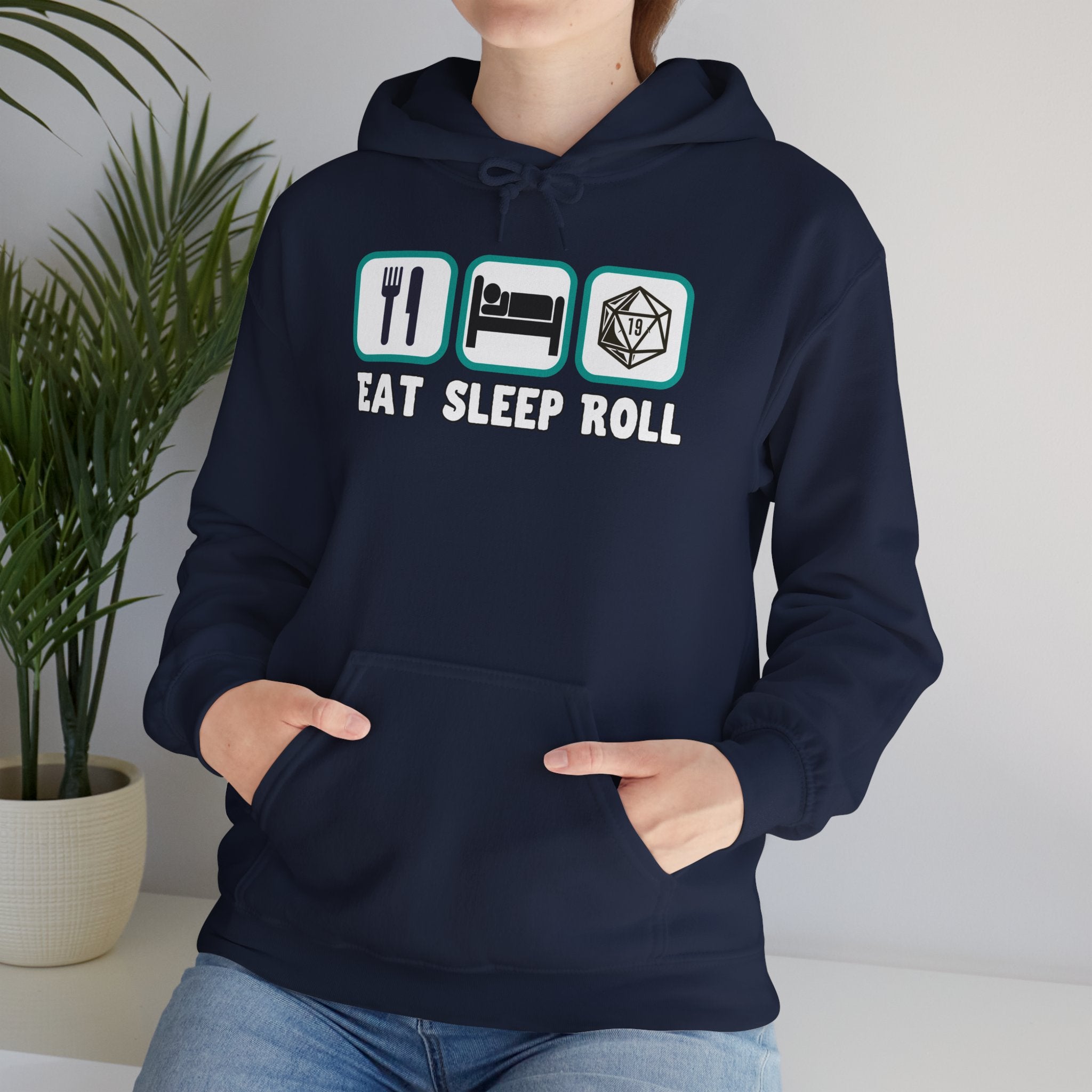 Hoodie — "Eat Sleep Roll" Dice & RPG Gamer Hooded Sweatshirt