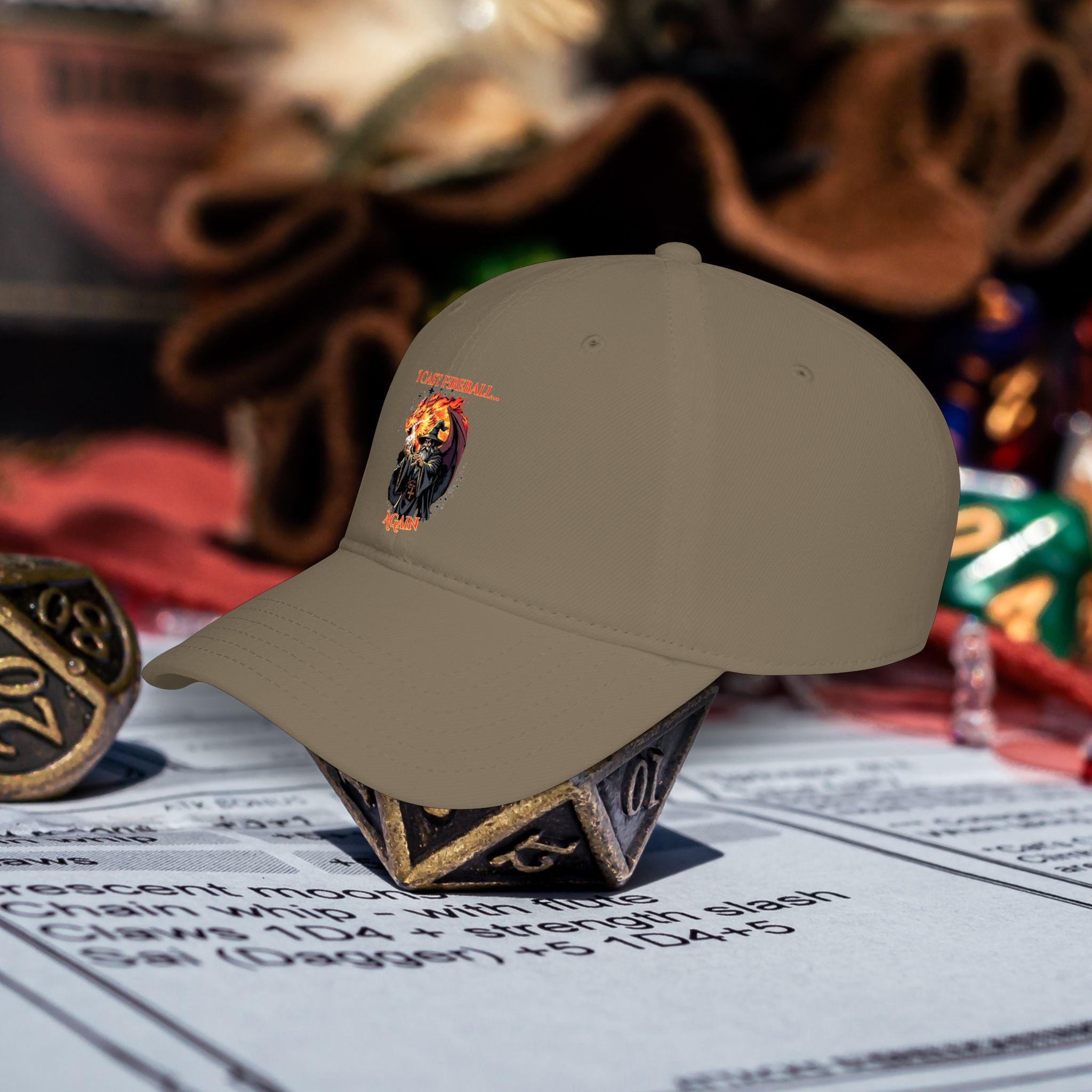 Low Profile Baseball Cap — 'I Cast Fireball... Again' Dungeons & Dragons Dragon Gaming Hat