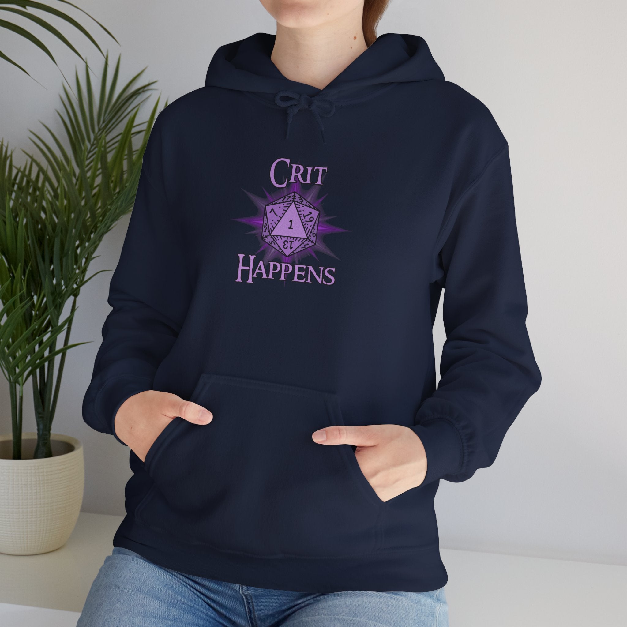 Crit Happens Hoodie — Funny D20 Dice RPG Gaming Sweatshirt