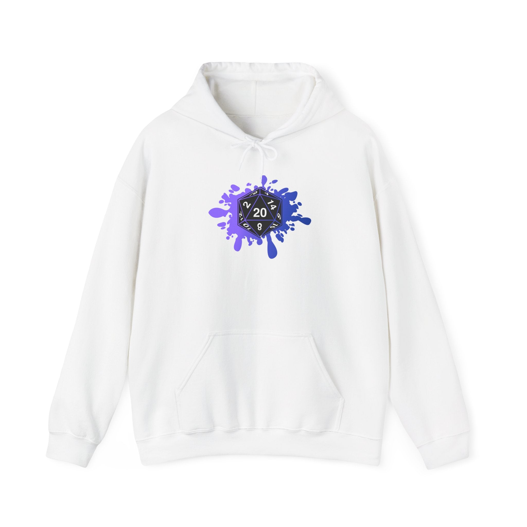 Hoodie — D20 Dice Splash Gaming Pullover (Tabletop RPG Gift)