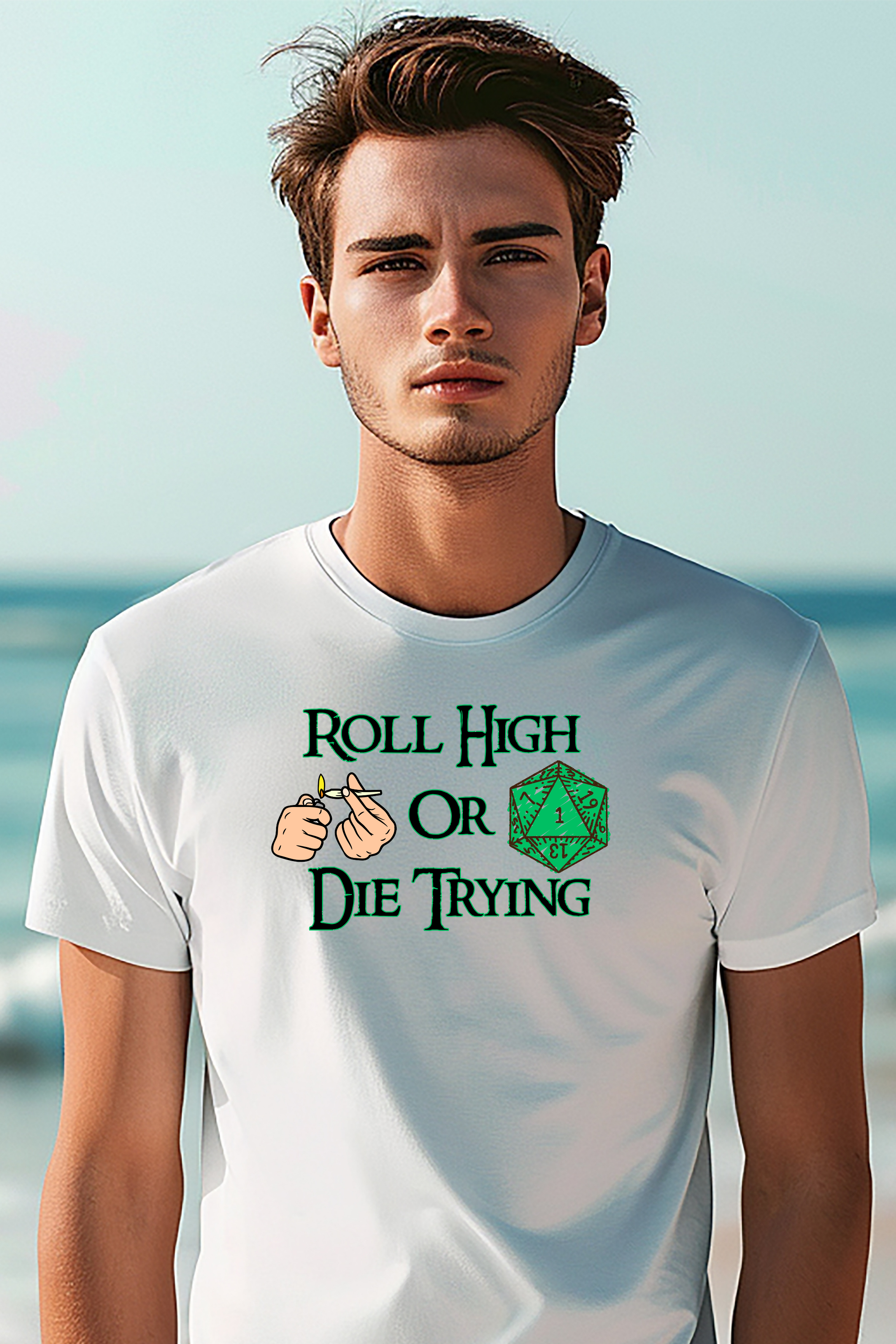 Roll High or Die Trying D20 T-Shirt — RPG Gamer Dice Tee