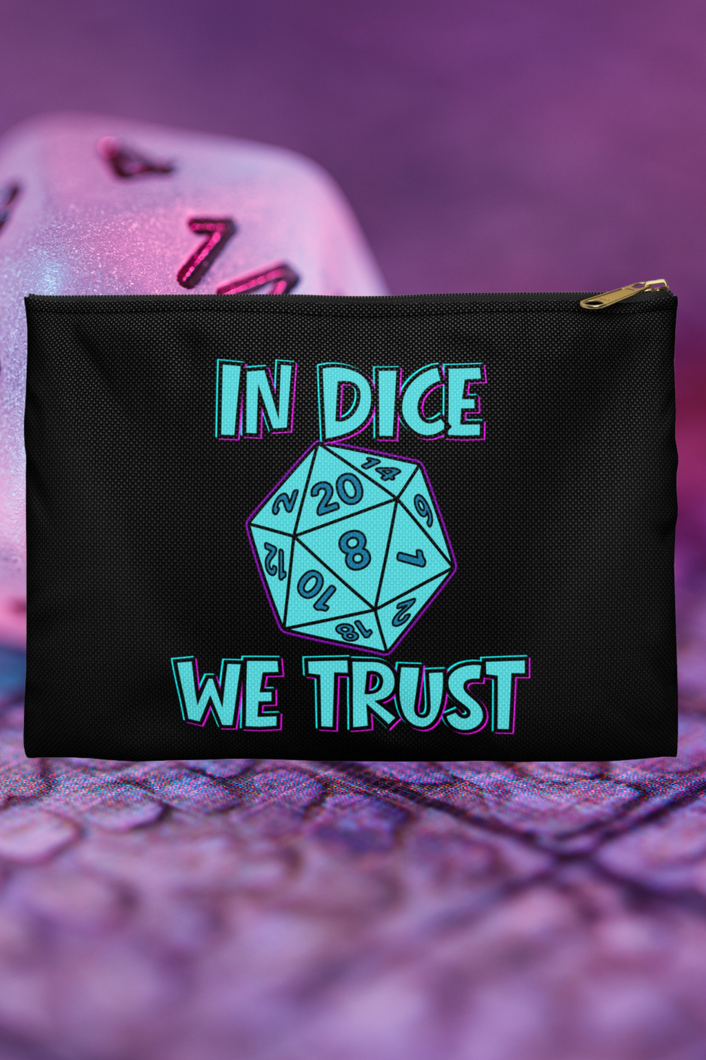 "In Dice We Trust" D20 Dice Bag for Gamers