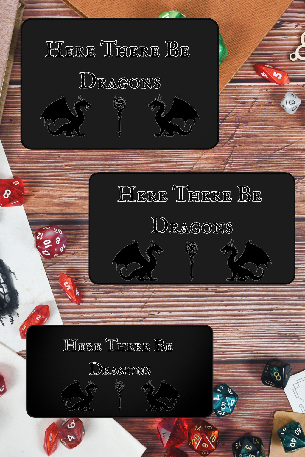 Here There Be Dragons Desk Mat