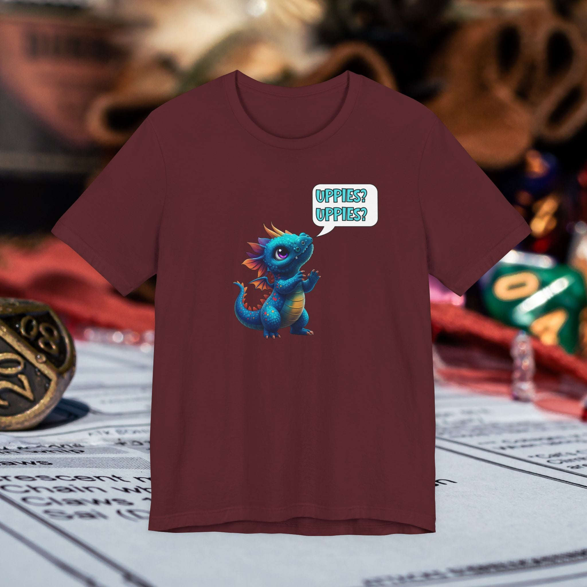 Baby Blue Dragon T‑Shirt — Cute 'Uppies? Uppies?' Fantasy Gamer Tee