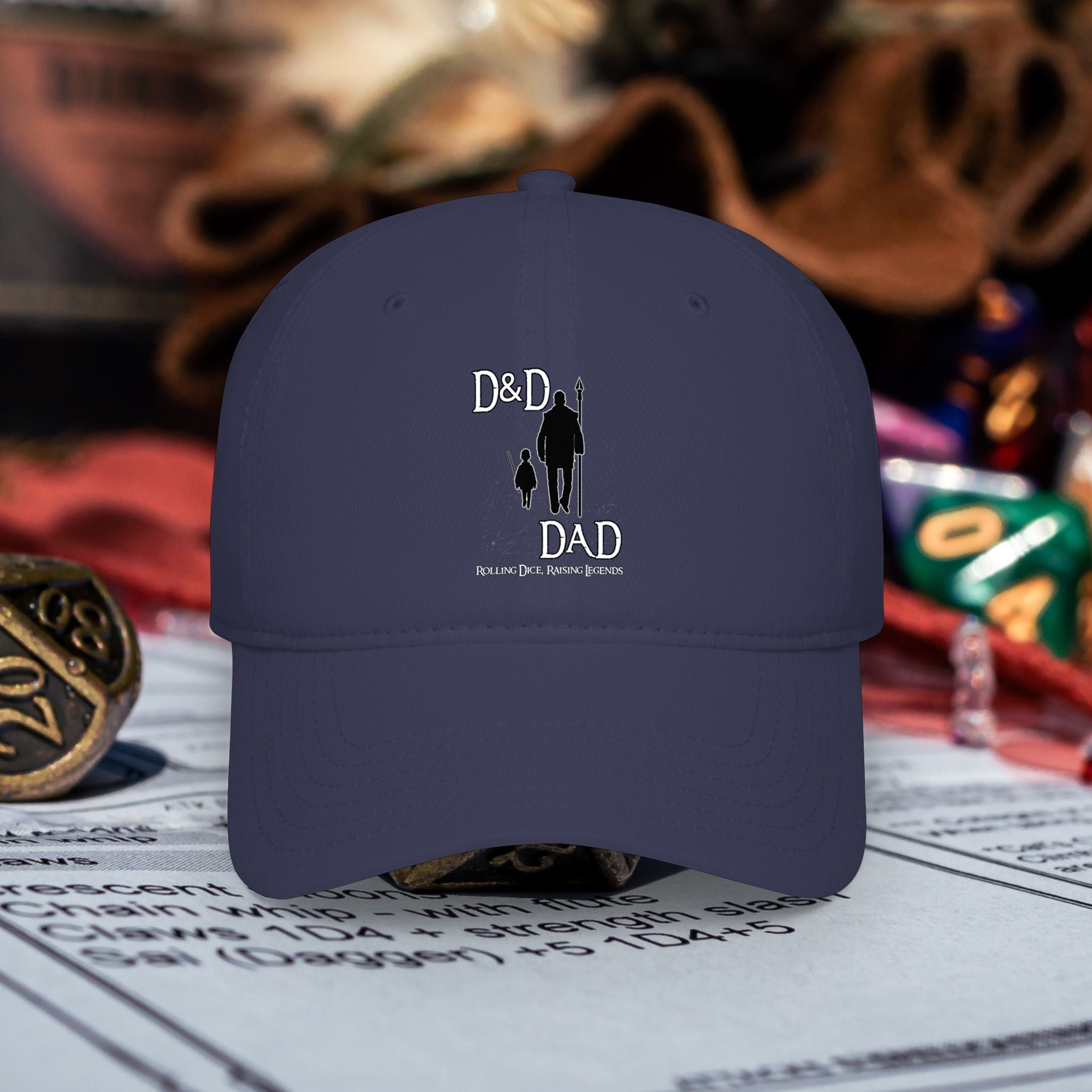 D&D Dad Low Profile Baseball Cap — Gamer Dad Hat for Tabletop Roleplaying