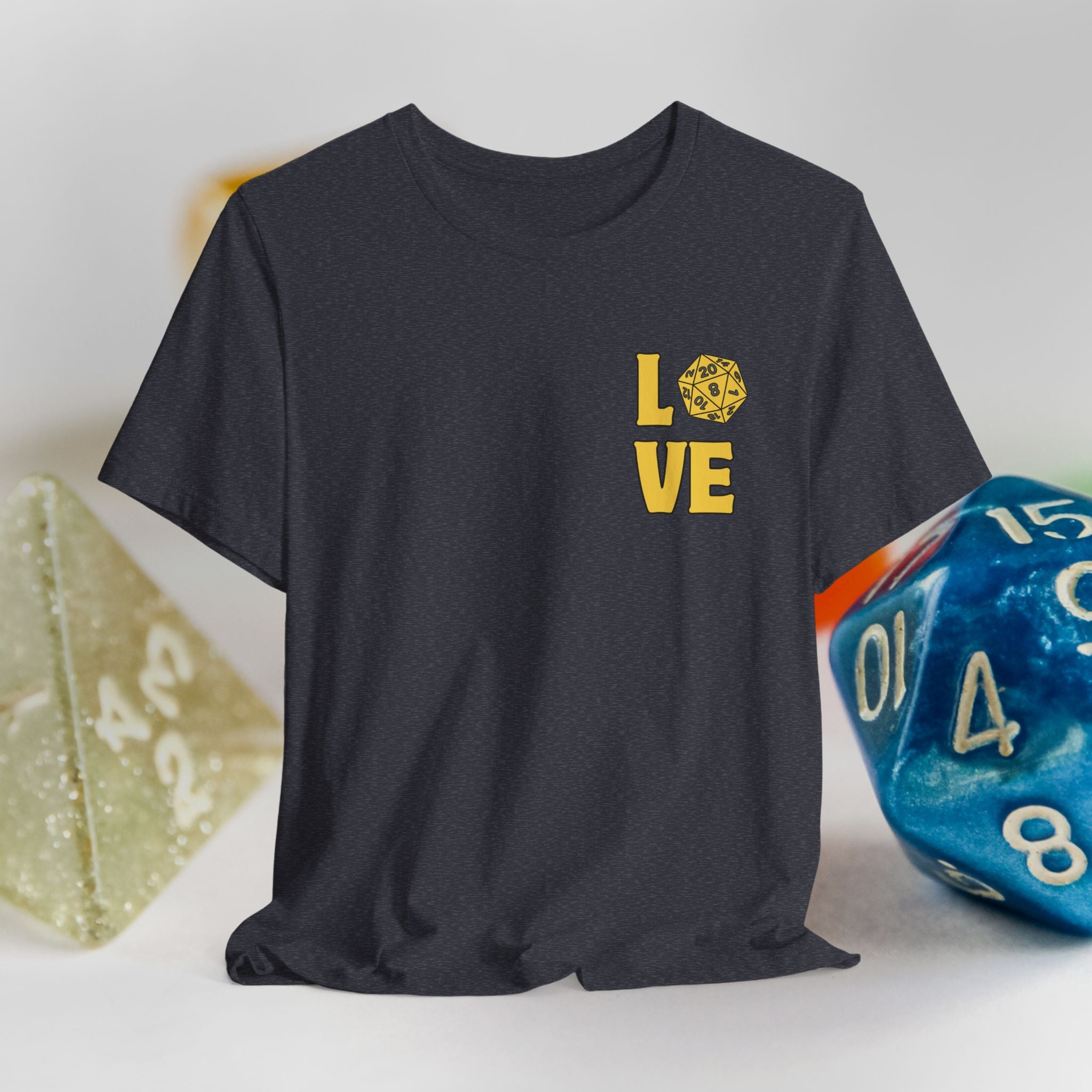 Love D20 T-Shirt — RPG Gamer Dice Love Tee