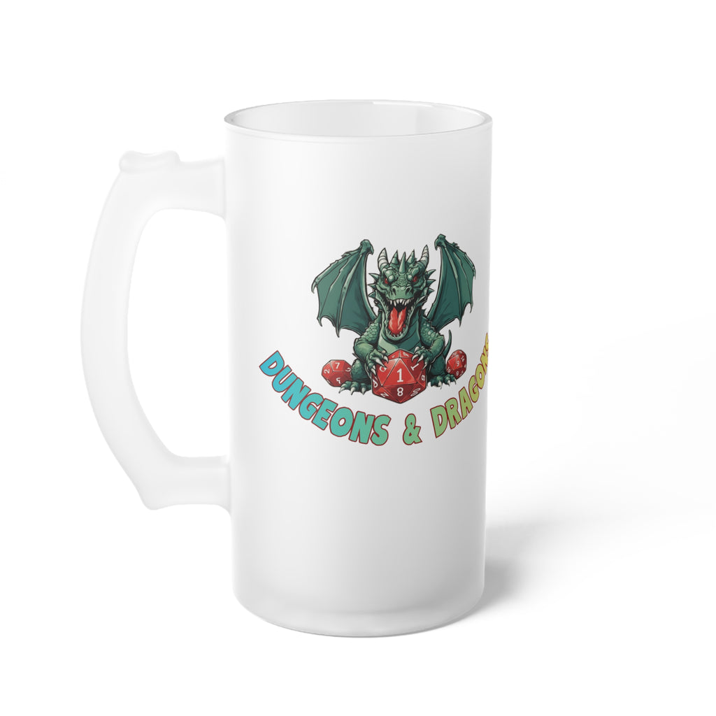 Frosted Beer/Mead Mug — 'Dungeons & Dragons' Dragon Graphic Pint Glass