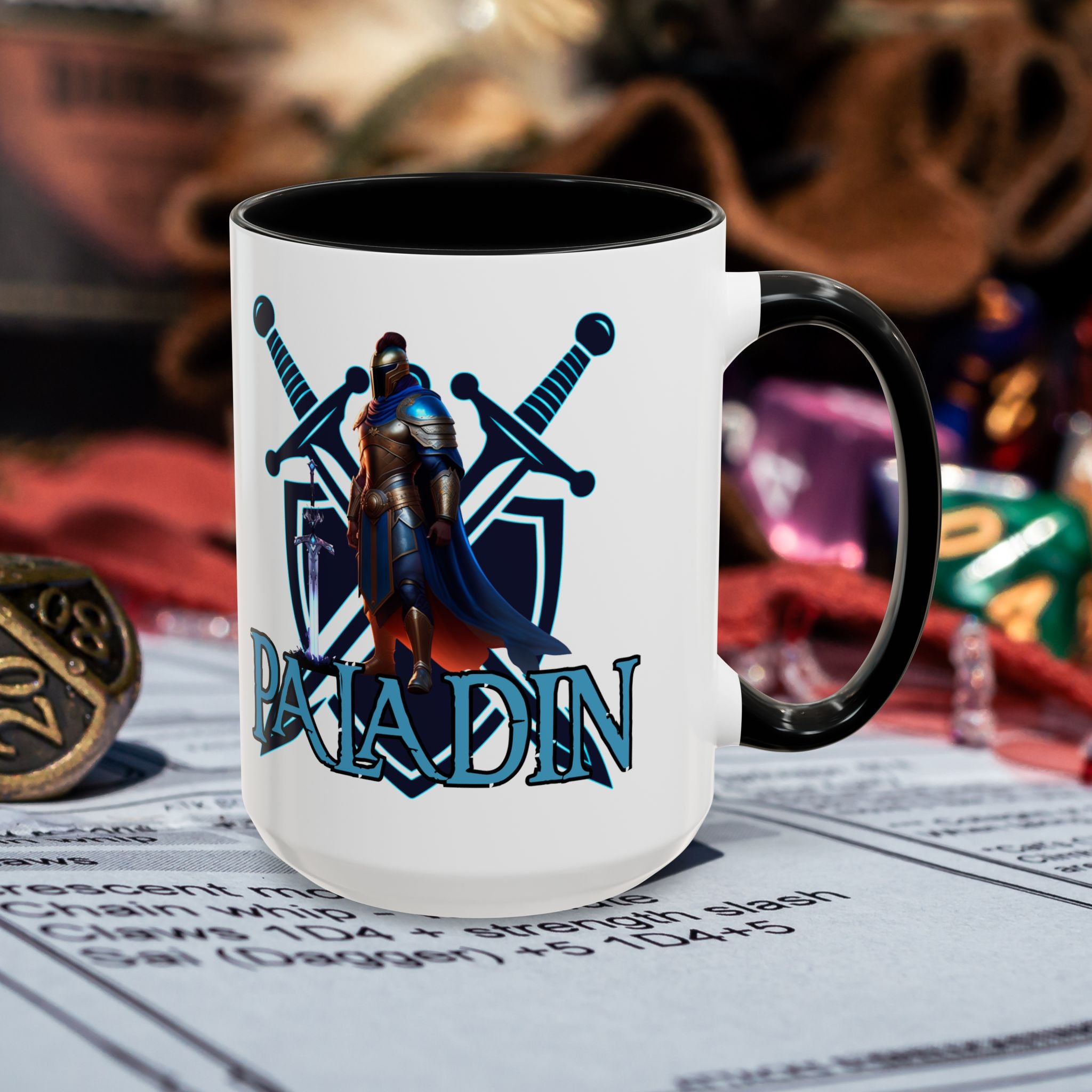 Paladin Coffee Mug – RPG Paladin D&D Design (15oz Accent)