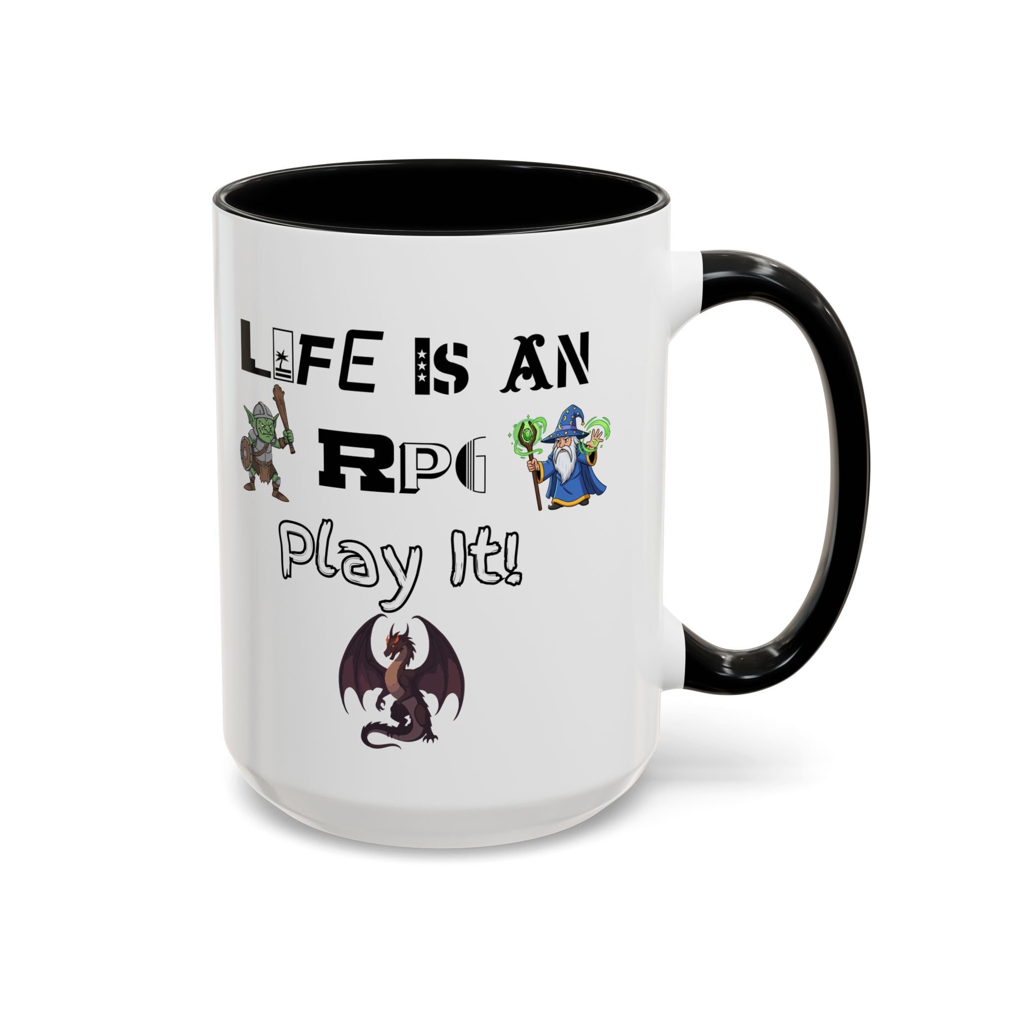 RPG Coffee Mug — "Life Is An RPG, Play It!" Accent Ceramic Mug