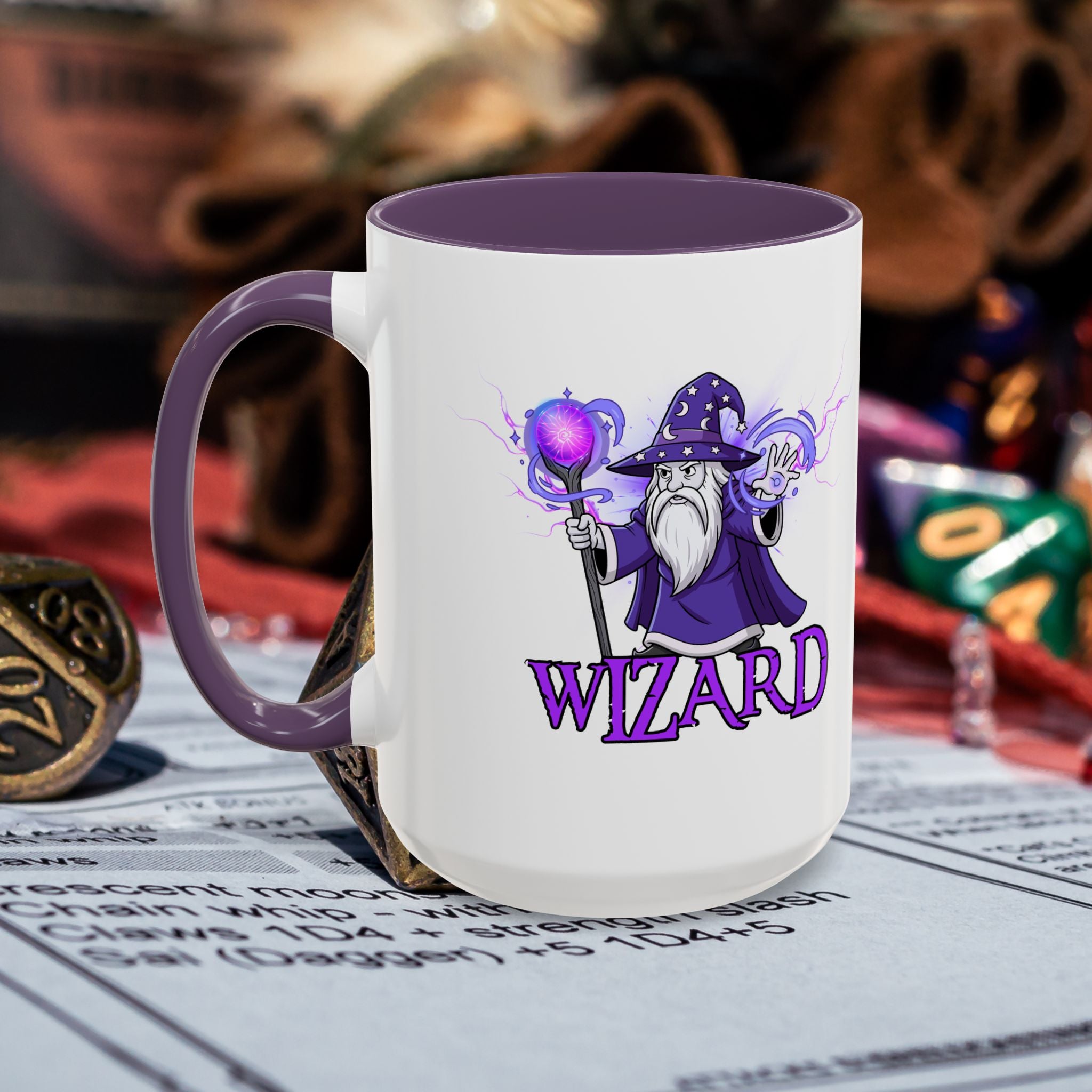 Wizard Coffee Mug — D&D Wizard Design Accent Mug (15oz)