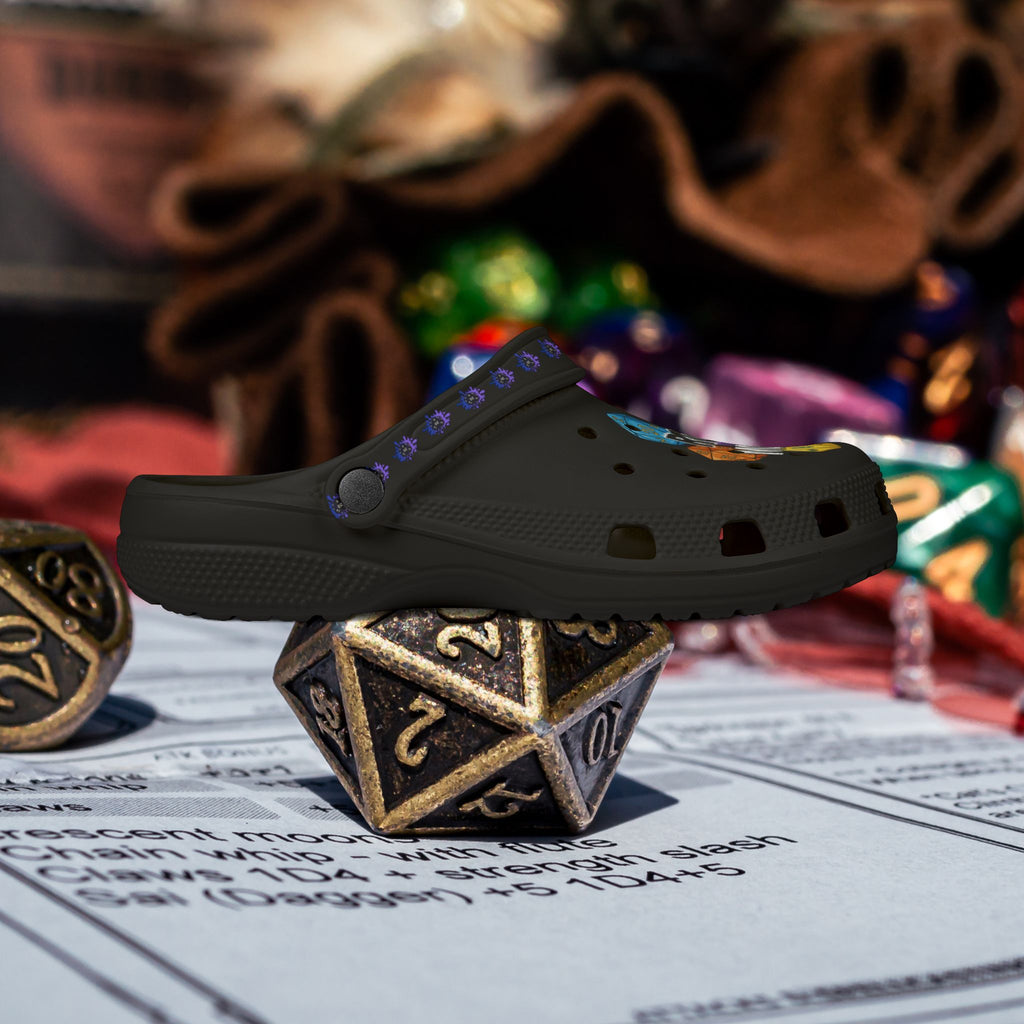 Black D20 Roll Model EVA Foam Clogs - D20 Dice Comfort Shoes