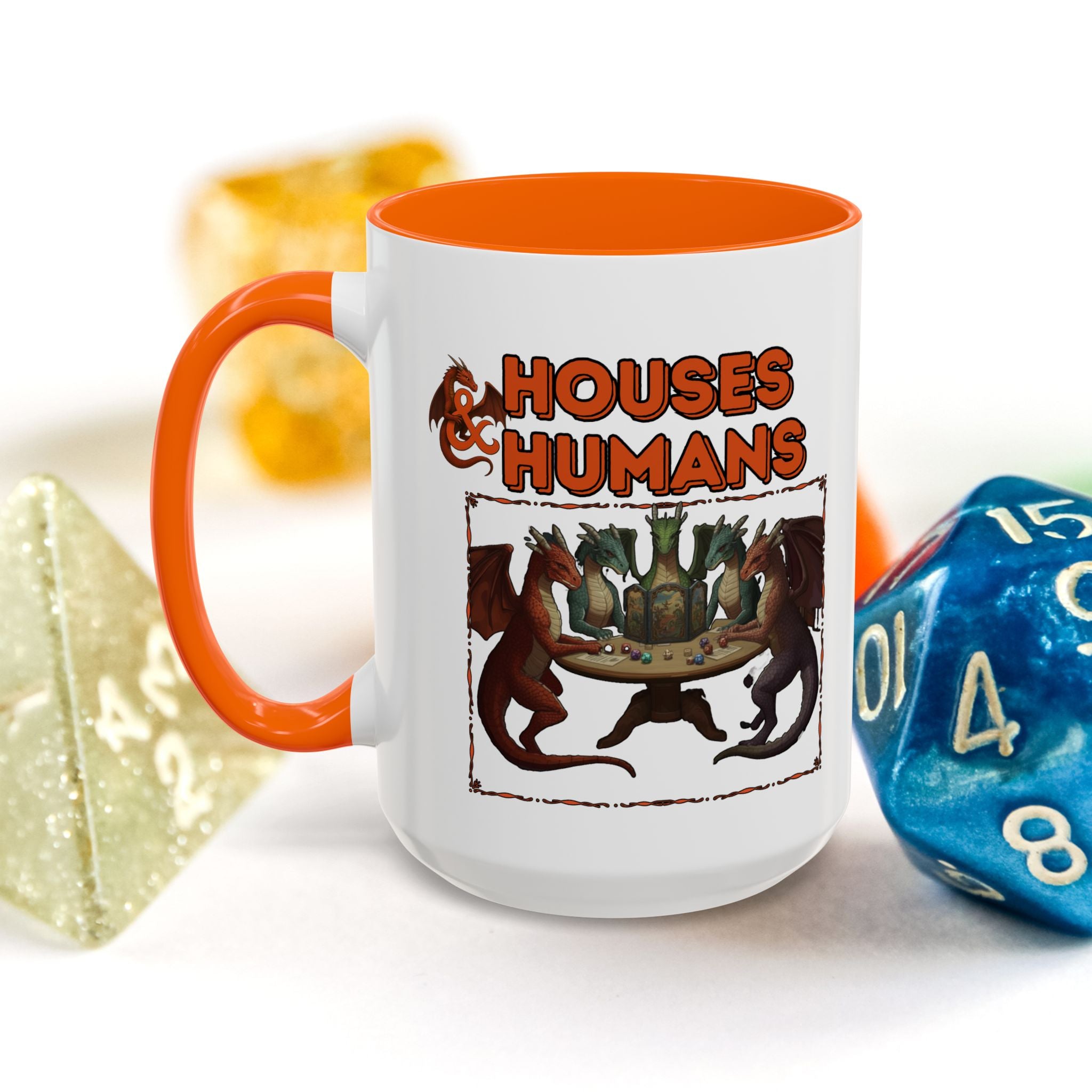 Houses & Humans Coffee Mug — Fantasy RPG D20 Gaming Accent Mug (15oz)