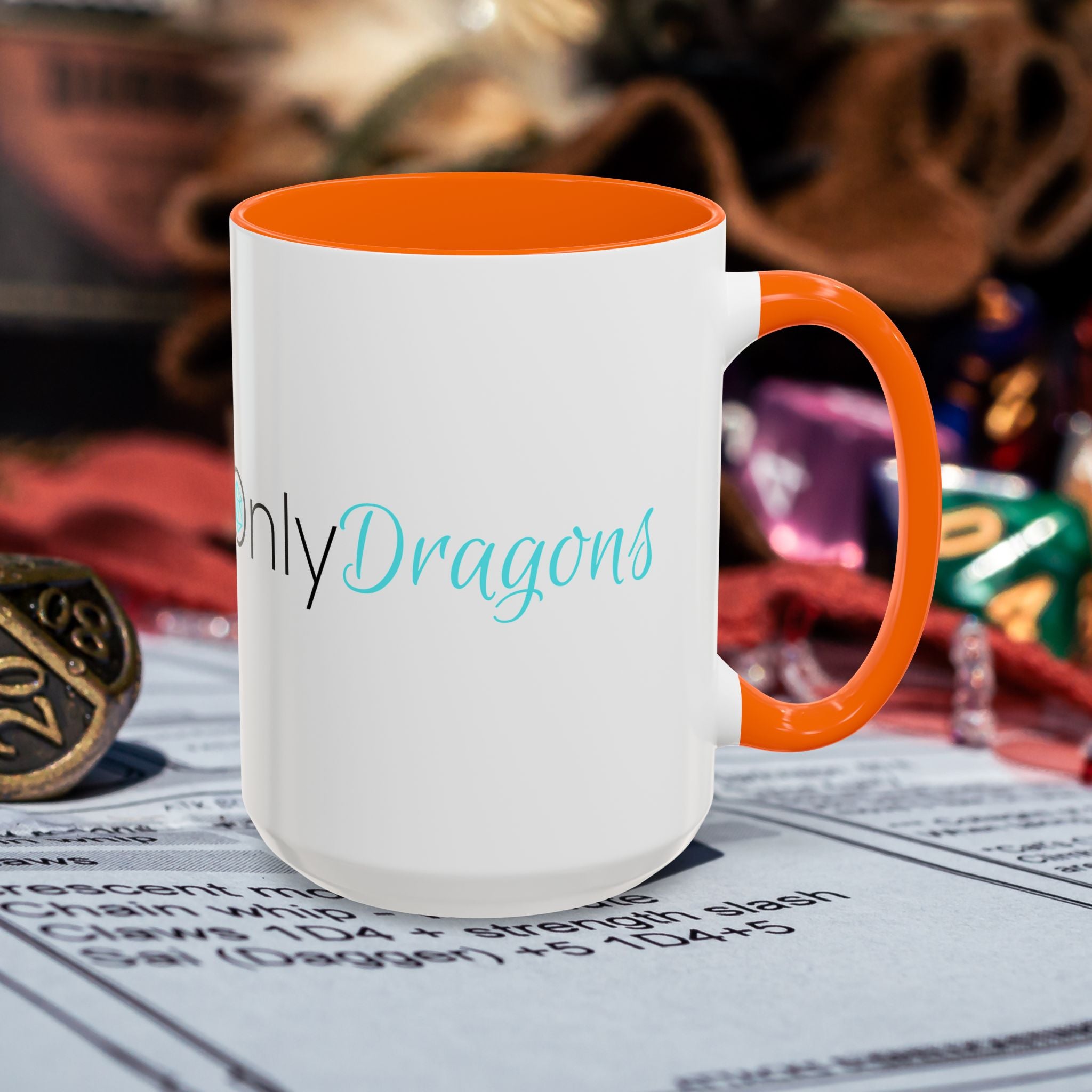 Only Dragons Coffee Mug — Accent 15oz Mug for RPG & DnD Lovers