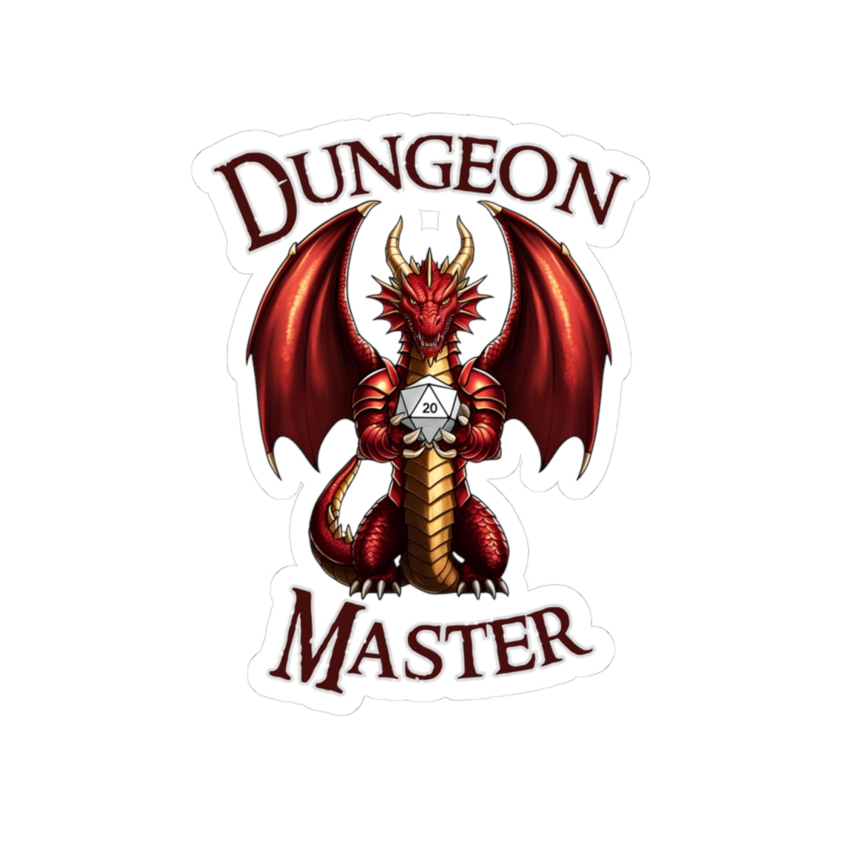 Sticker — 'Dungeon Master' Red Dragon Kiss-Cut Gaming Sticker