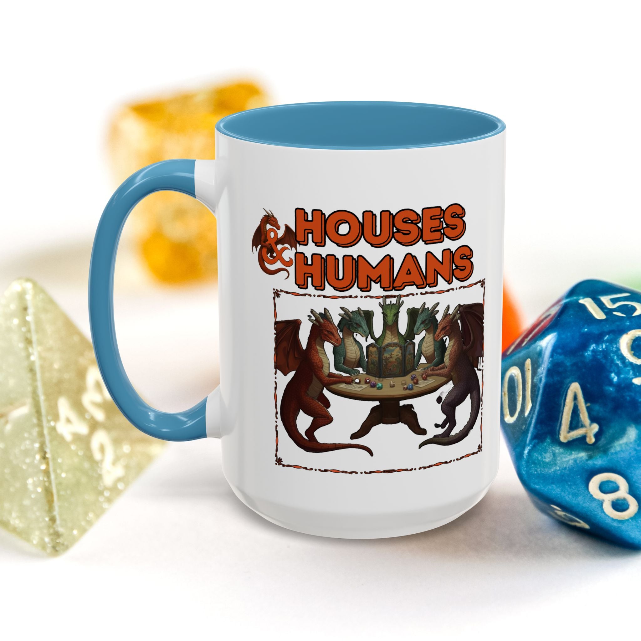 Houses & Humans Coffee Mug — Fantasy RPG D20 Gaming Accent Mug (15oz)
