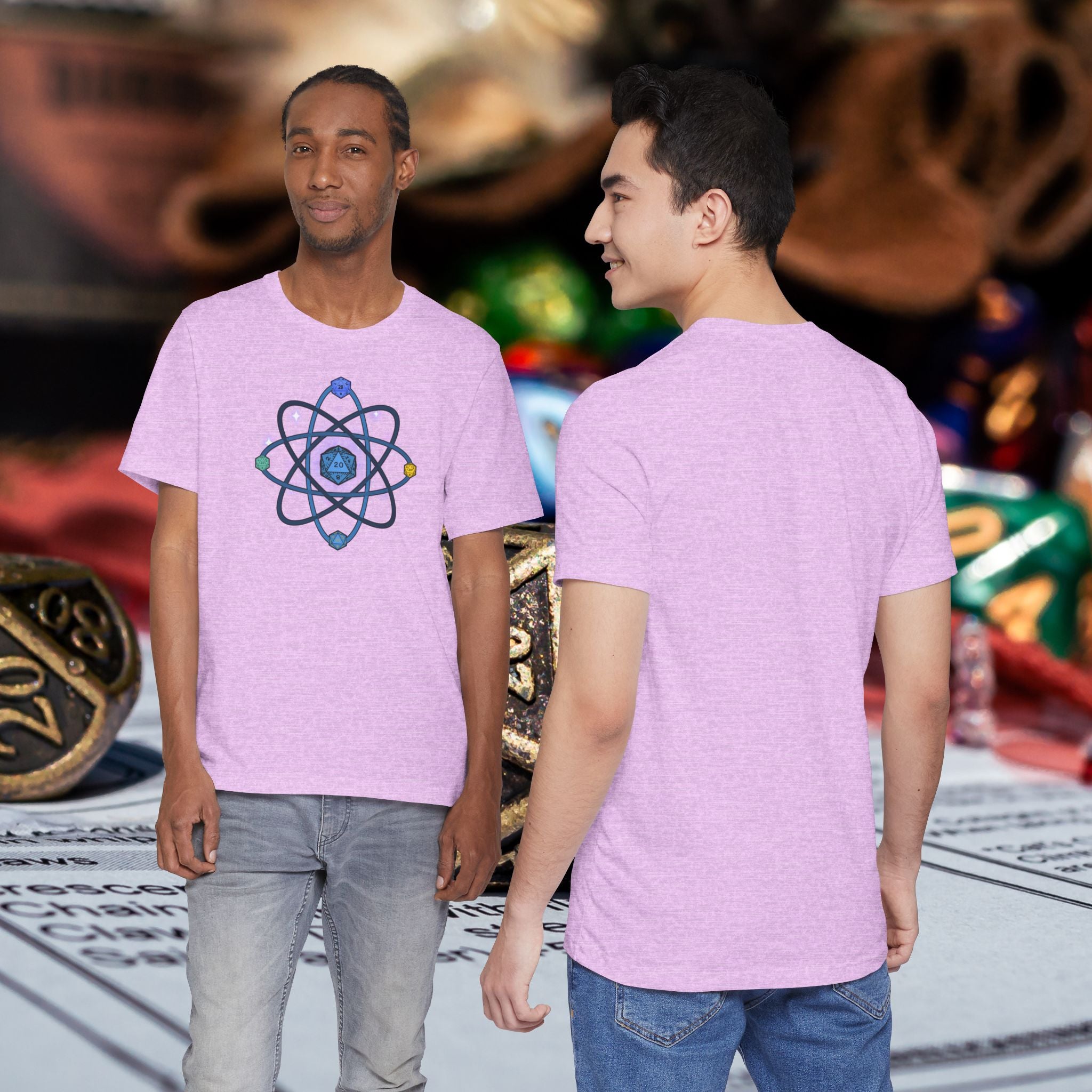 RPG Dice Atom T‑Shirt — D20 Tabletop Gaming Tee