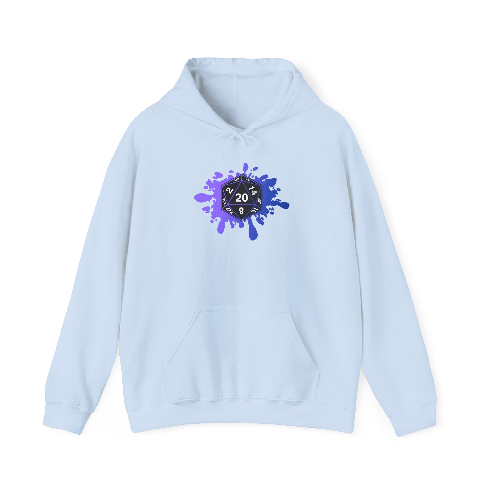Hoodie — D20 Dice Splash Gaming Pullover (Tabletop RPG Gift)